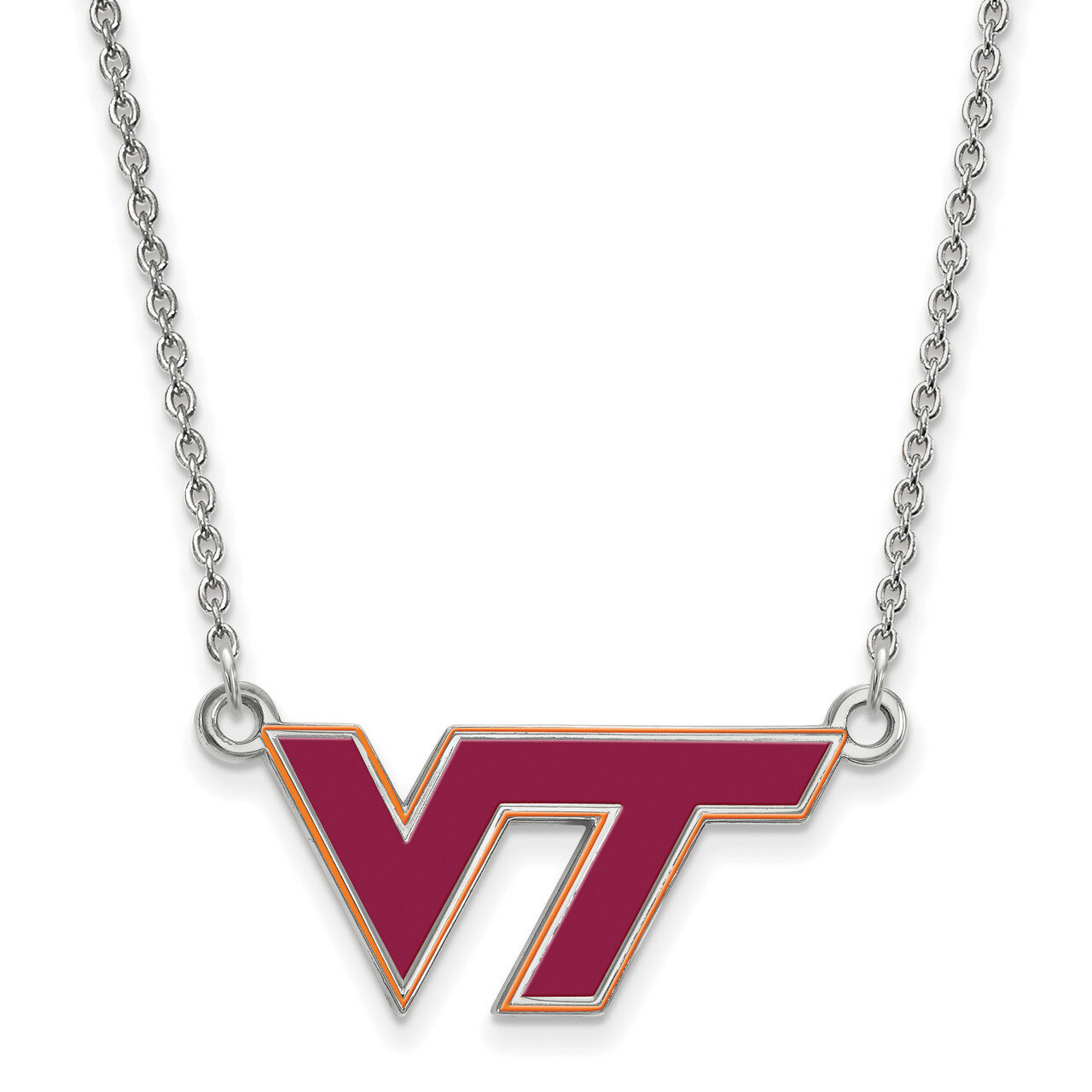 Virginia Tech Small Enamel Pendant with Necklace Sterling Silver SS081VTE-18