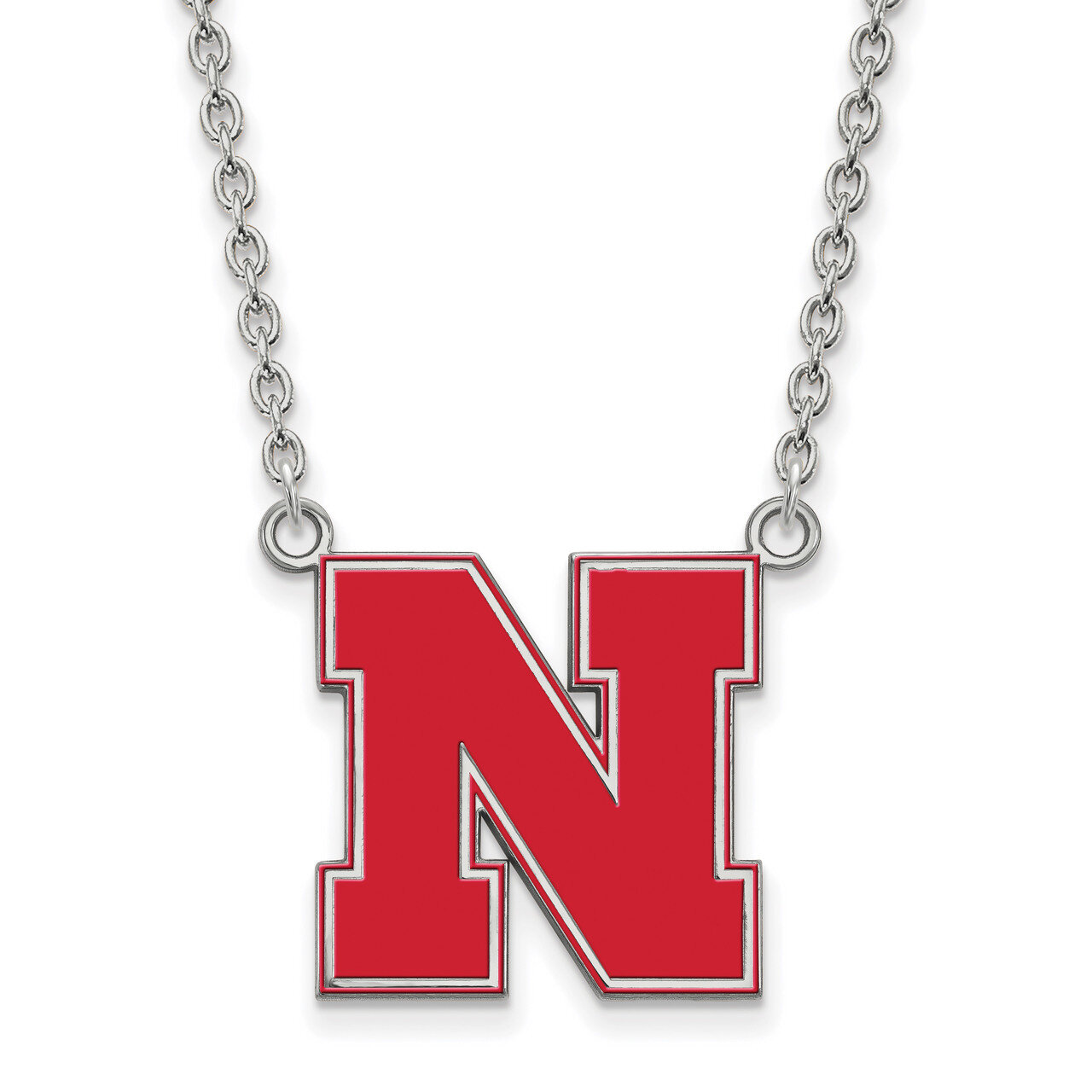 University of Nebraska Large Enamel Pendant with Necklace Sterling Silver SS097UNE-18, MPN: SS097UN…