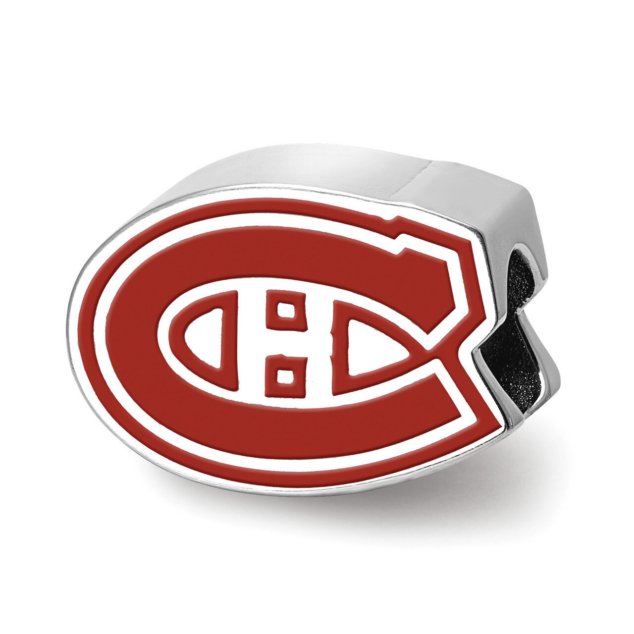 Montreal Canadiens C with H in the Center Enameled Extruded Logo Bead Sterling Silver SS500CAN