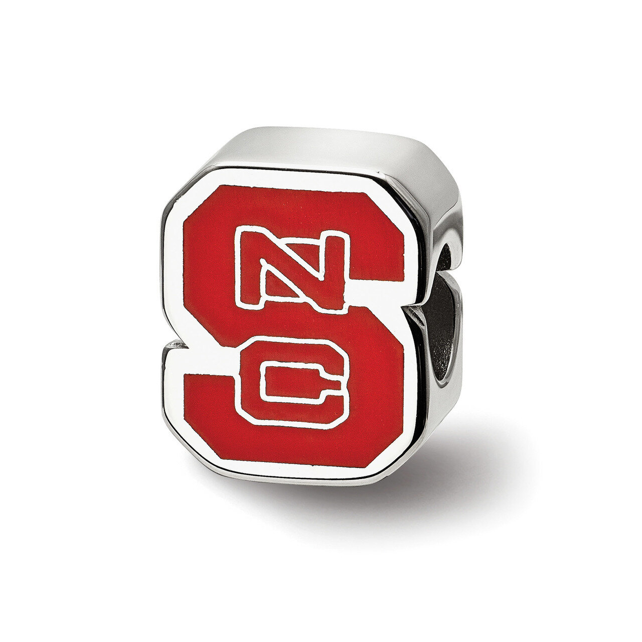North Carolina State U Enameled Logo Bead Sterling Silver SS500NCS