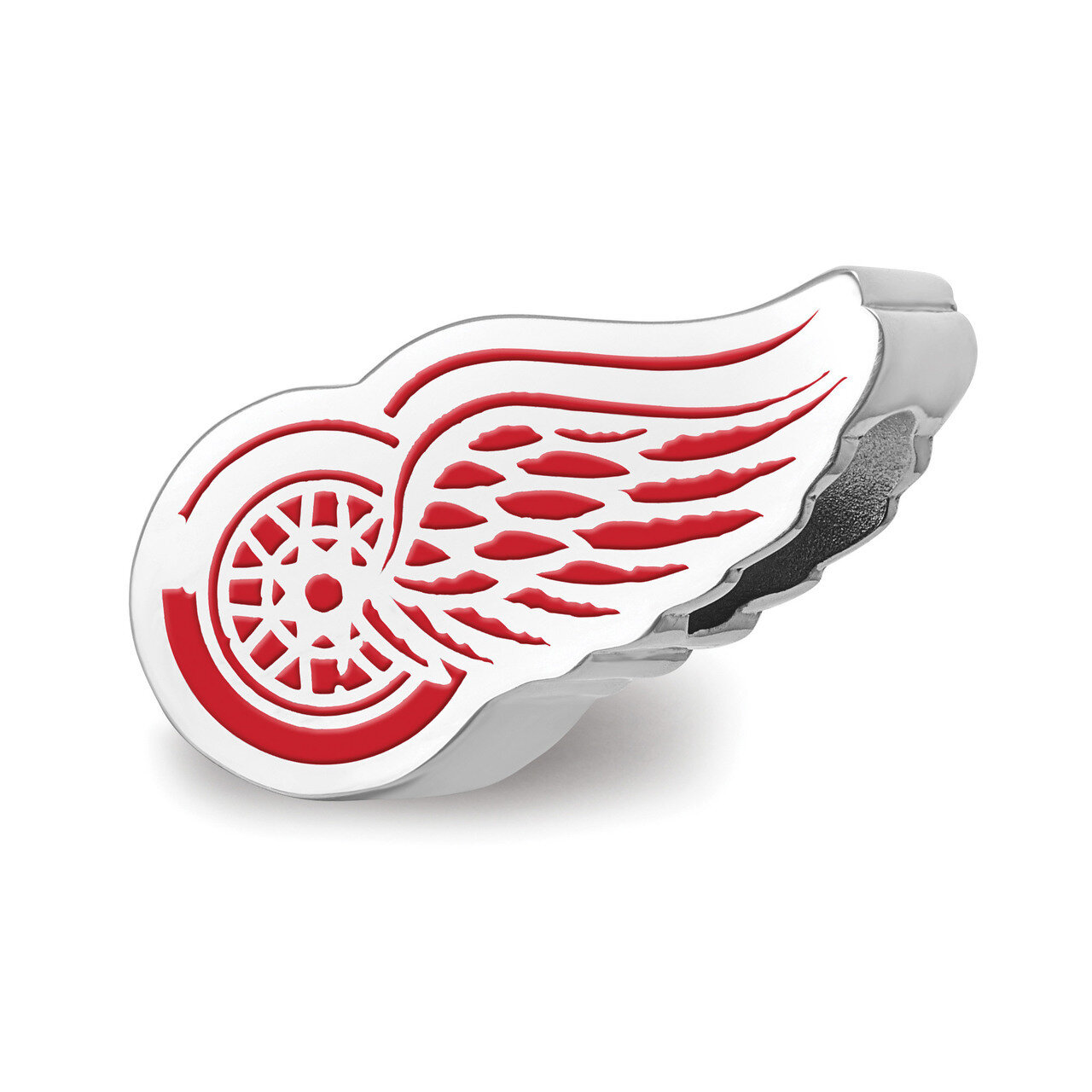 Detroit Red Wings Red Wing Winged Wheel Enameled Extruded Logo Bead Sterling Silver SS500RWI