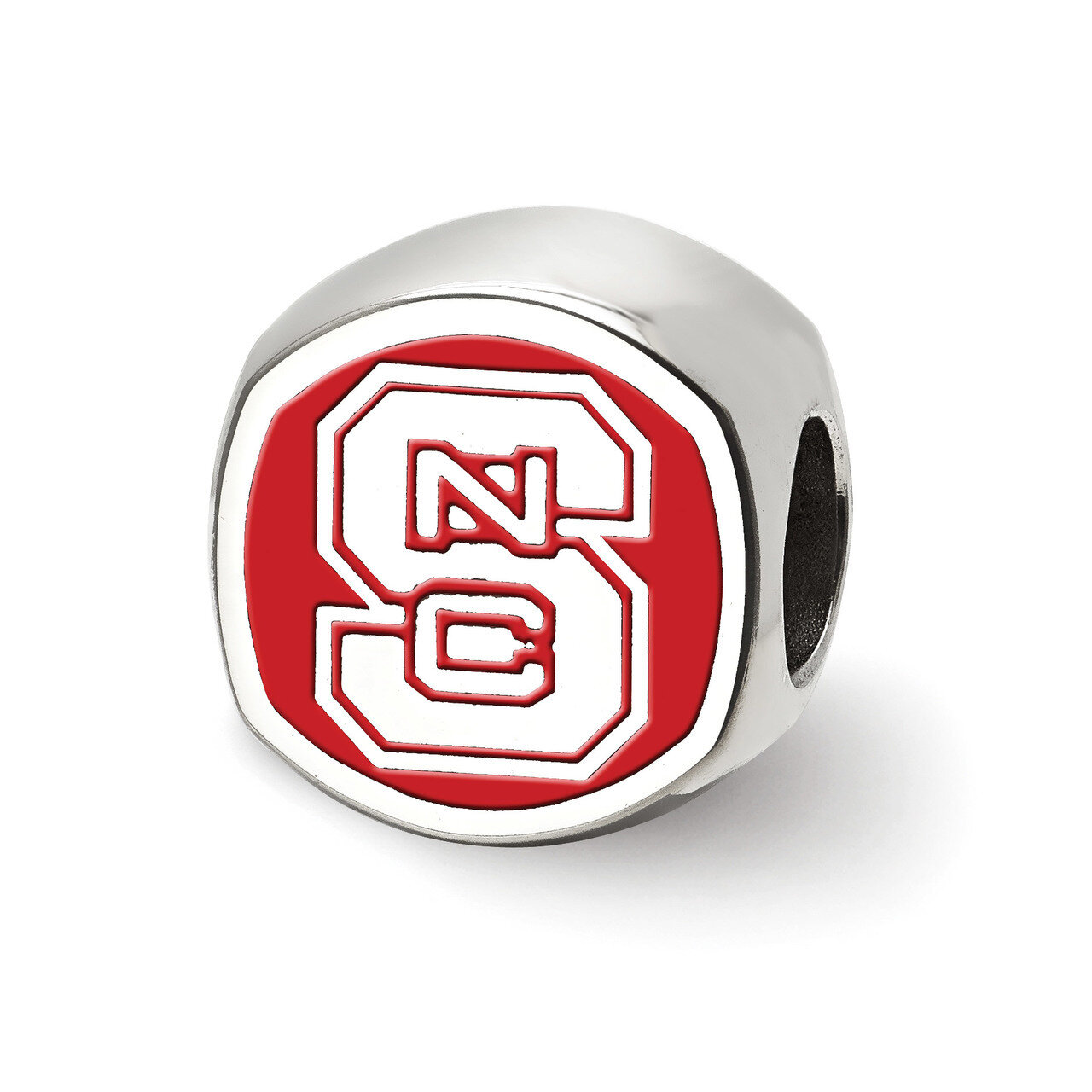North Carolina State U Cushion shaped Logo Bead Sterling Silver SS501NCS
