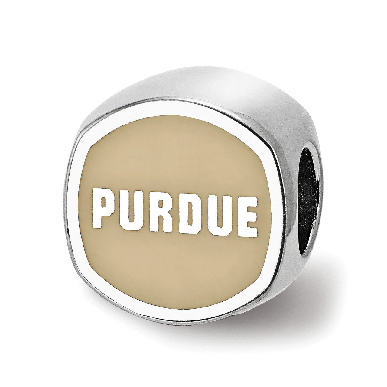 Purdue University Cushion Shaped Enameled Bead Sterling Silver SS501PU