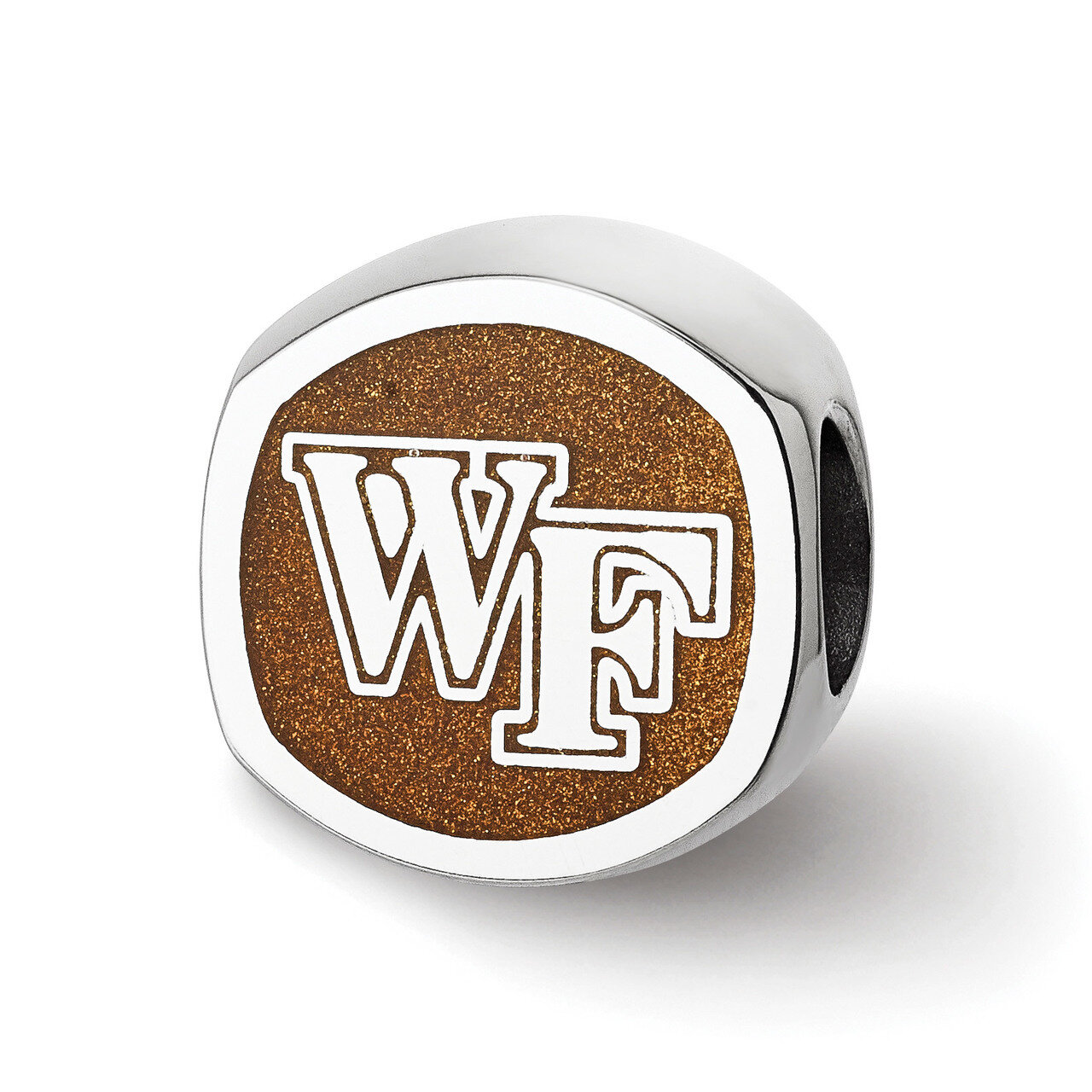 Wake Forest University WF PRIMARY Cushion shaped double logo bead Sterling Silver SS501WFU