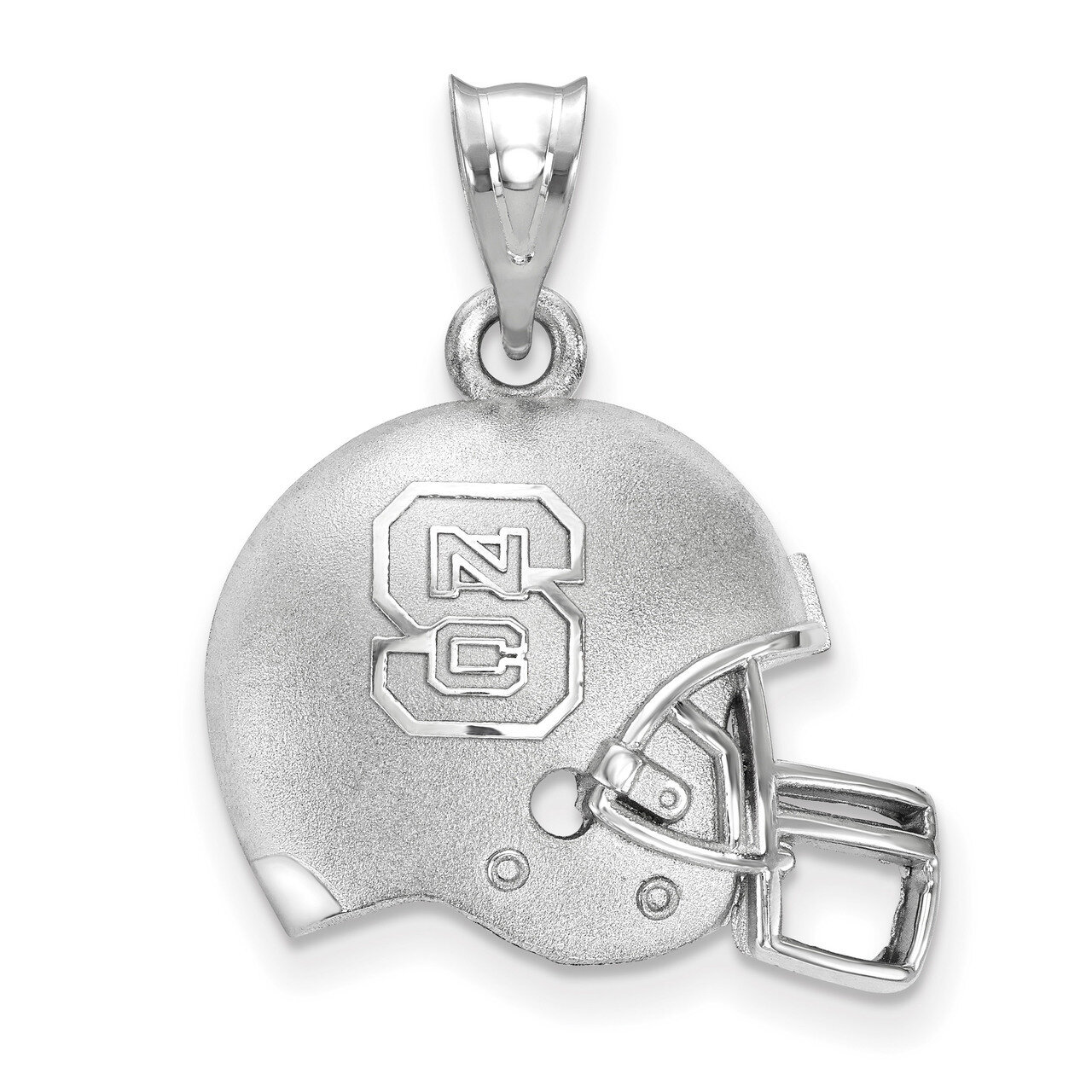 North Carolina State U 3D Football helmet with logo Bead Sterling Silver SS505NCS