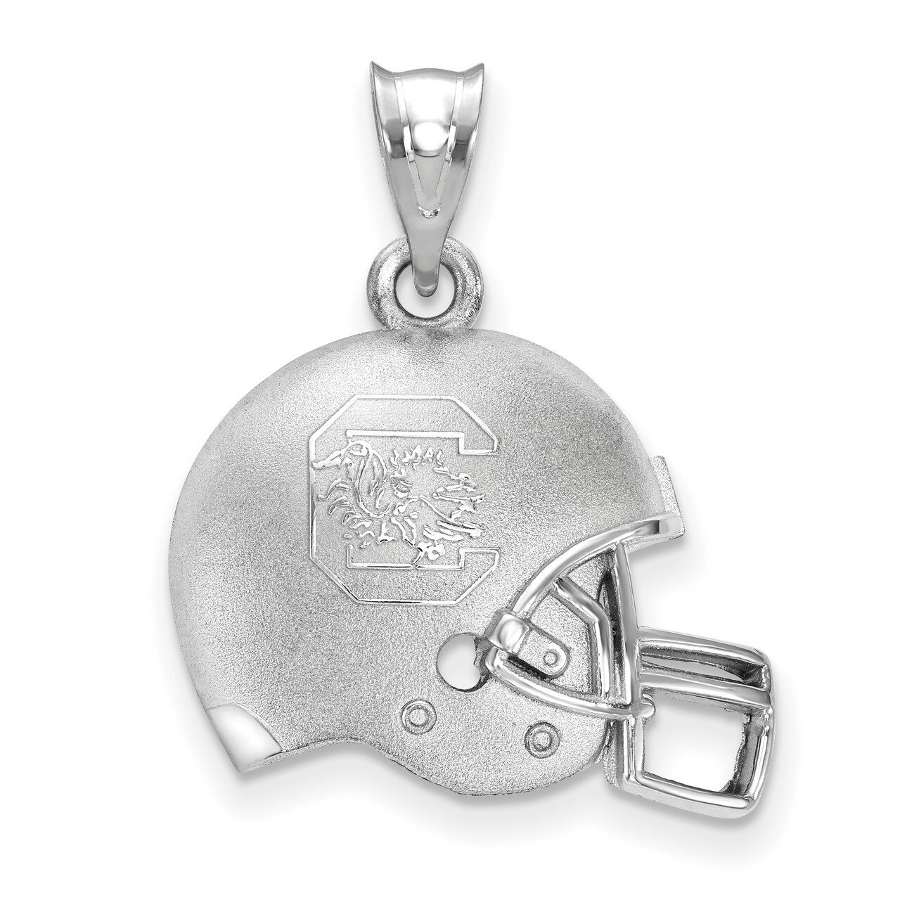 University of South Carolina C with Gamecock Centered 3D Football helm Sterling Silver SS505USO, MP…