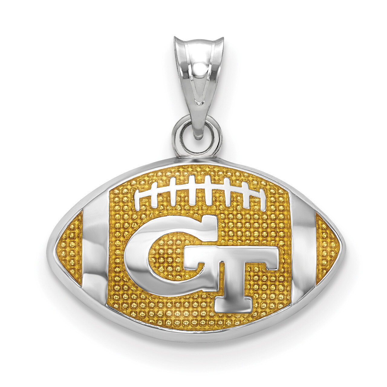 Georgia Institute of Technology Enameled Football Pendant Sterling Silver SS508GT
