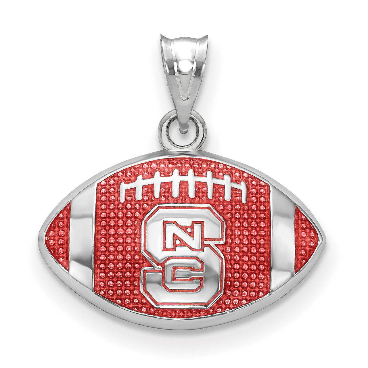 North Carolina State Univ. Enameled Football Pendant Sterling Silver SS508NCS