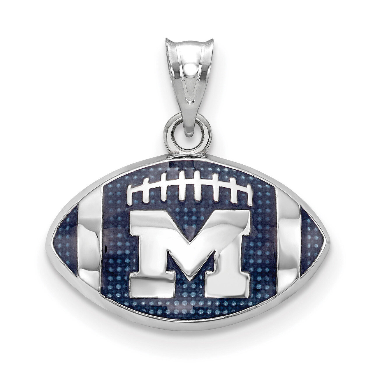 University of Michigan Enameled Football Pendant Sterling Silver SS508UM