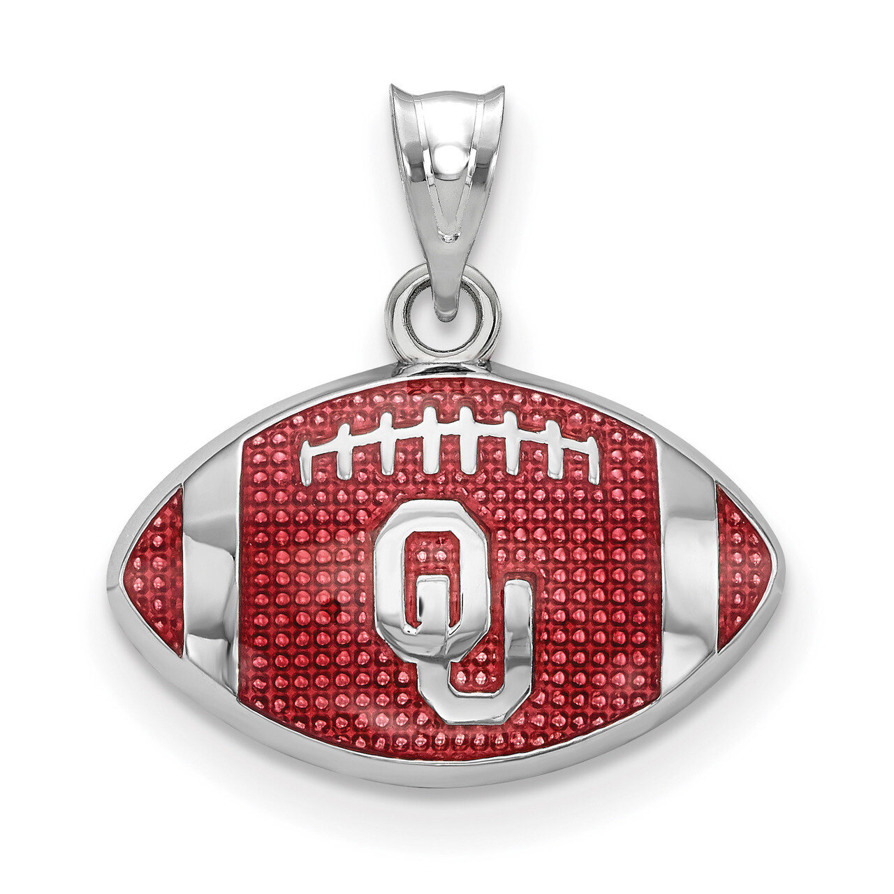 University of Oklahoma Enameled Football Pendant Sterling Silver SS508UOK