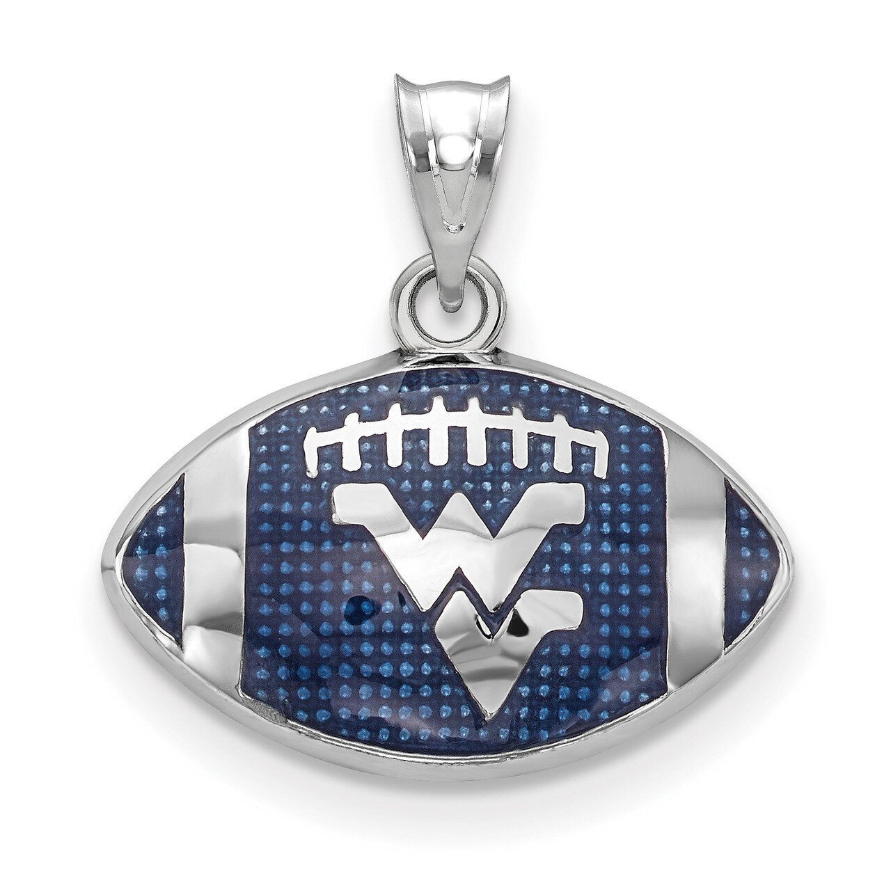 West Virginia University Enameled Football Pendant Sterling Silver SS508WVU