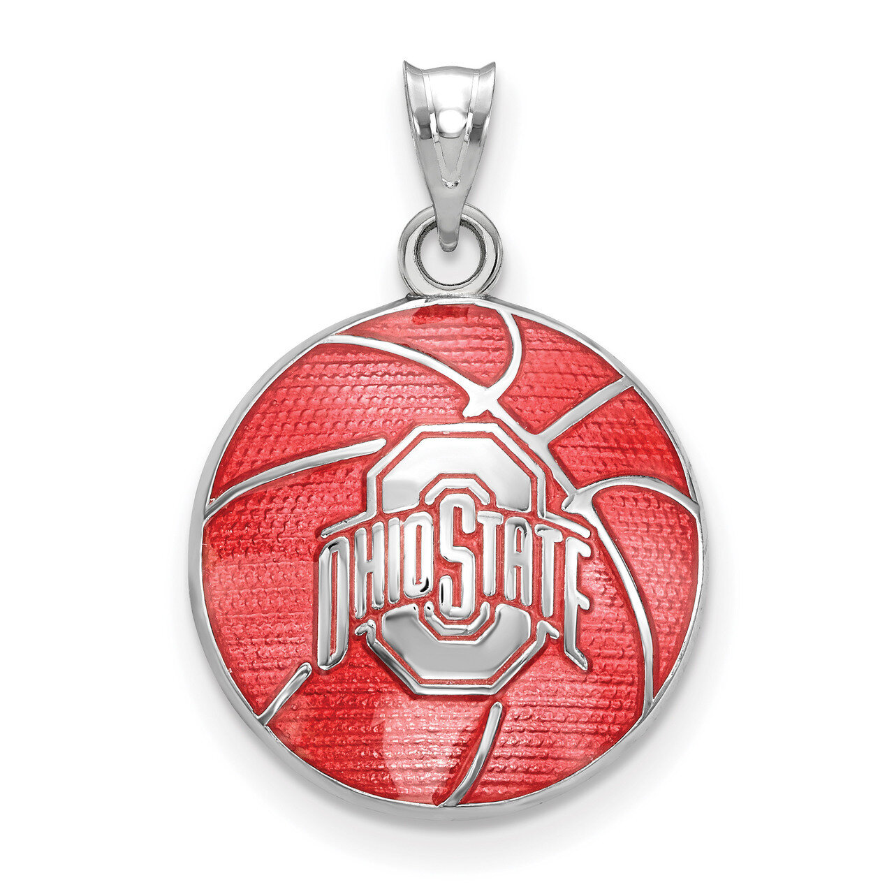 The Ohio State Univ. Enameled Basketball Pendant Sterling Silver SS509OSU