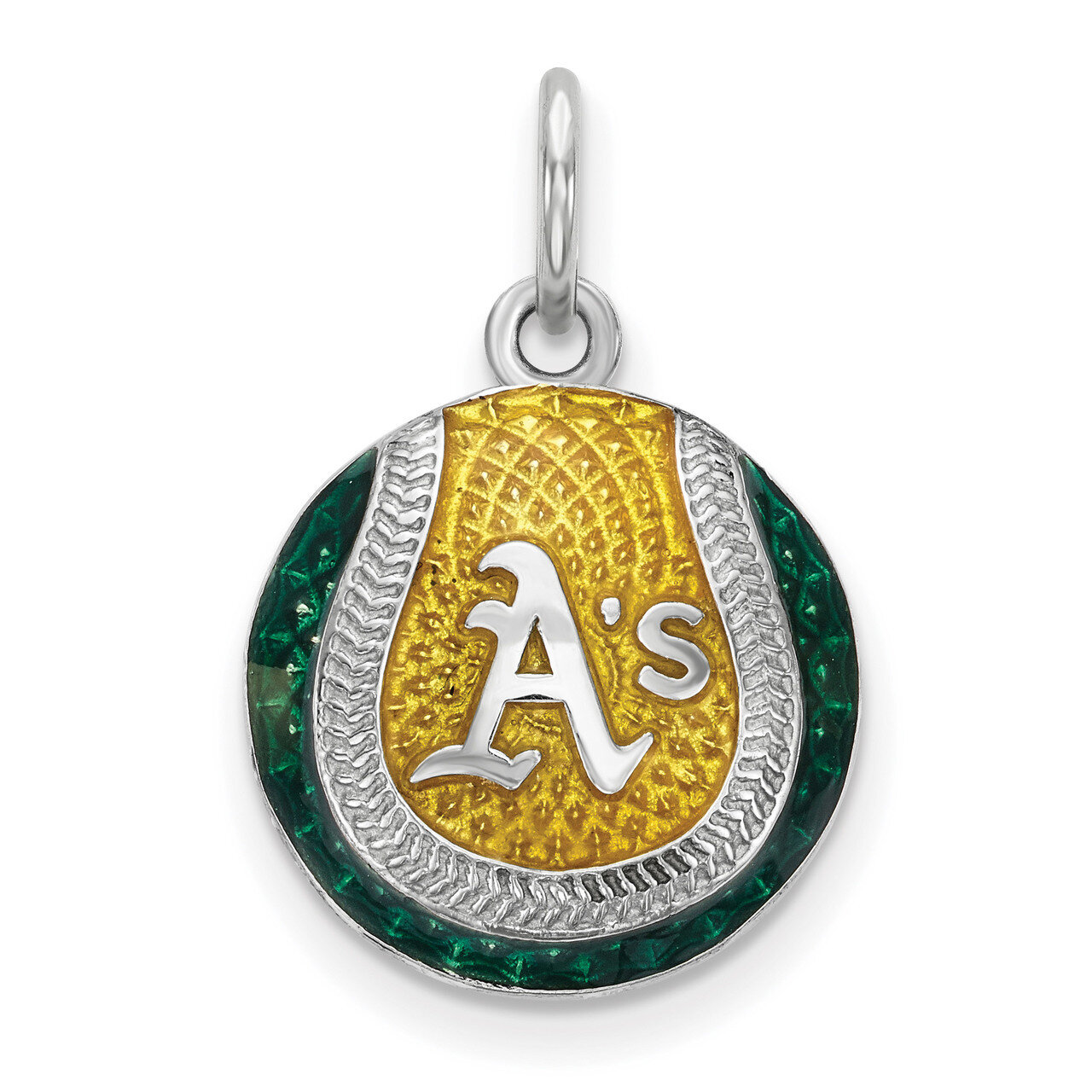 Oakland Athletics Small Enameled Baseball Charm Sterling Silver SS520ATH, MPN: SS520ATH, 6344010086…