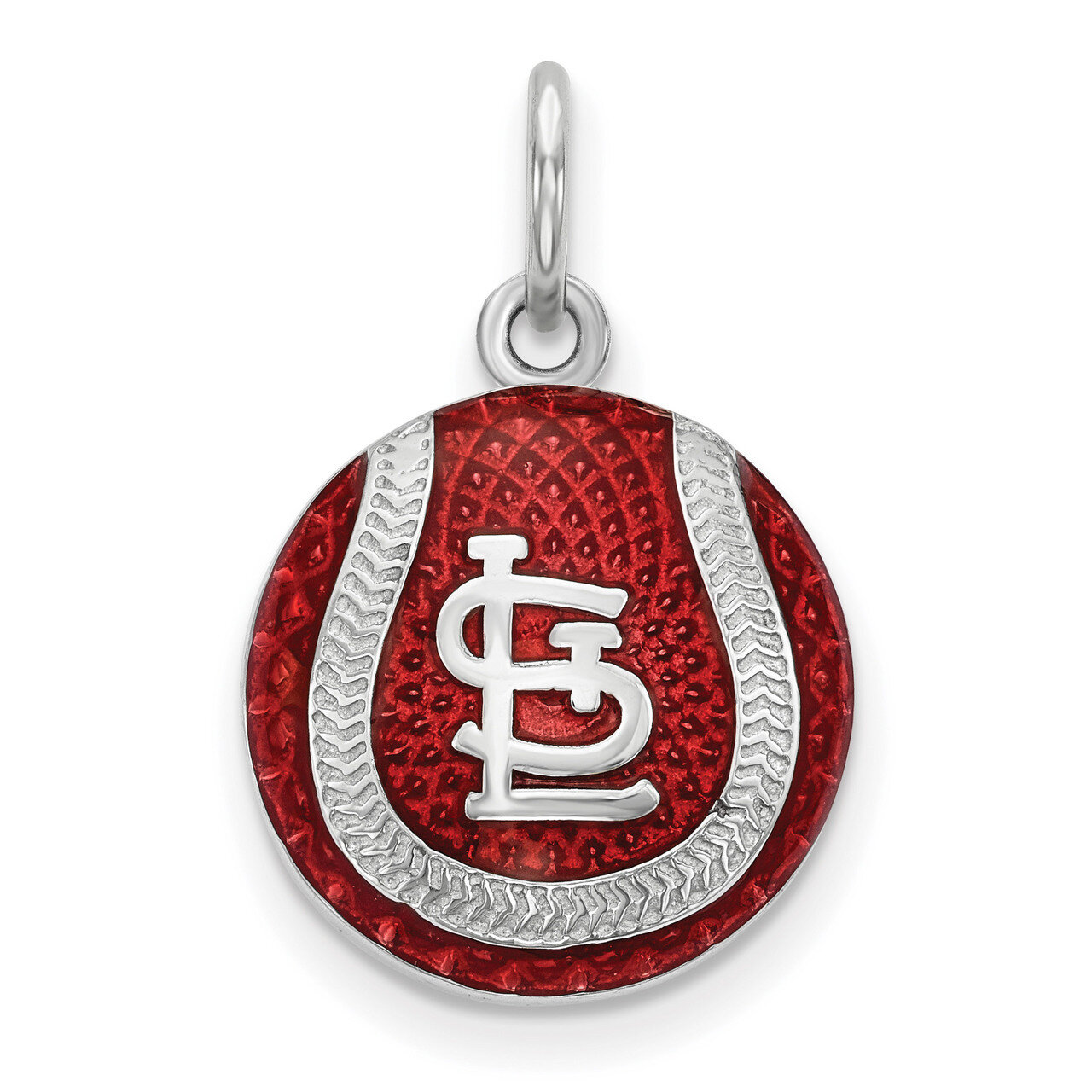 St. Louis Cardinals Enameled Baseball Charm Sterling Silver SS520CRD