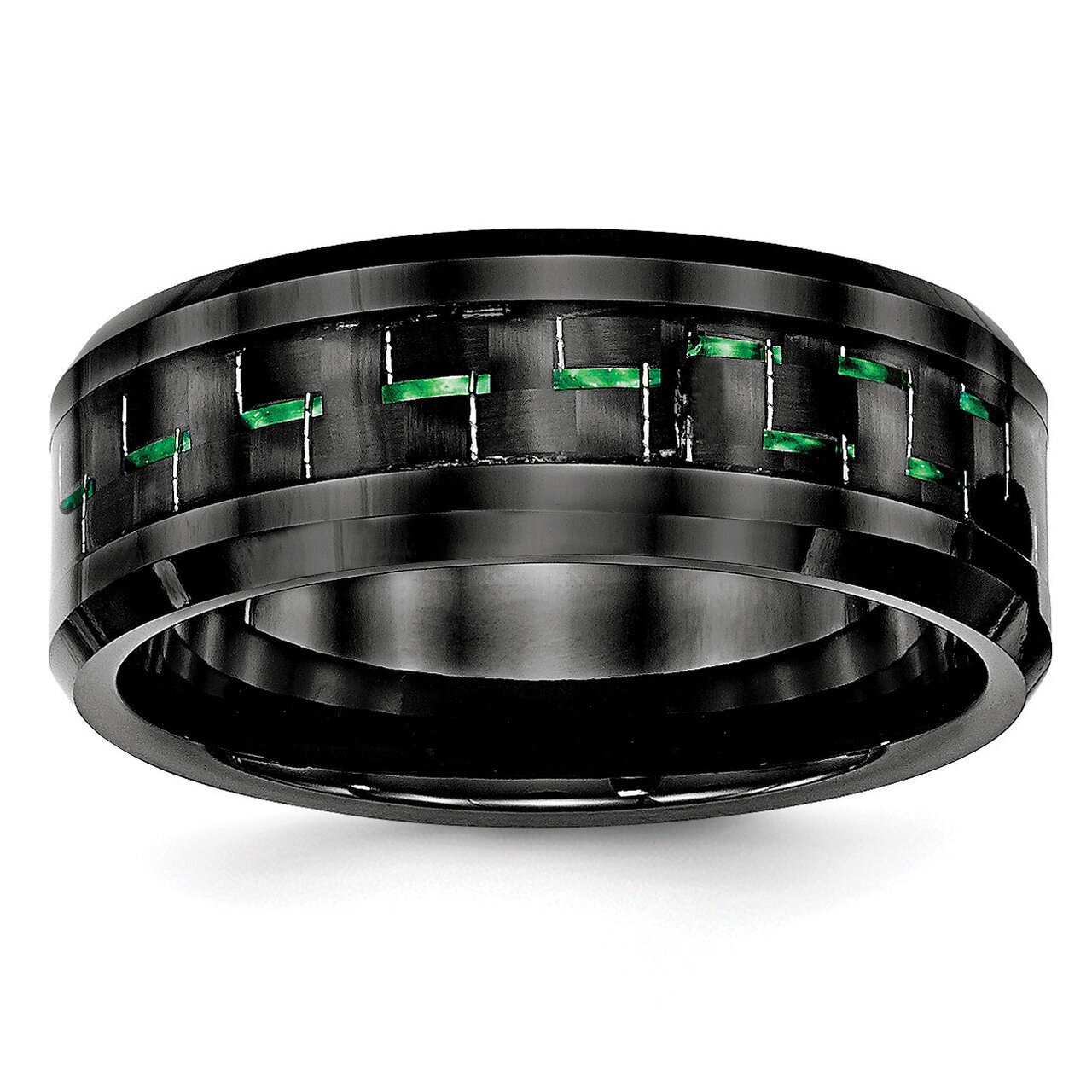 Green Carbon Fiber Inlay Beveled Edge Ring Ceramic Black CER53 by Chisel, MPN: CER53, 191101646652