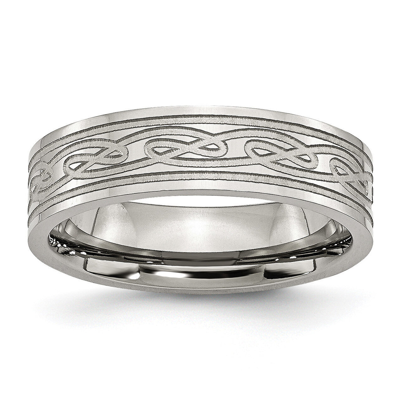 Flat Laser Etched Celtic Knot 6mm Polished Band Stainless Steel SR115 by Chisel, MPN: SR115, 886774…