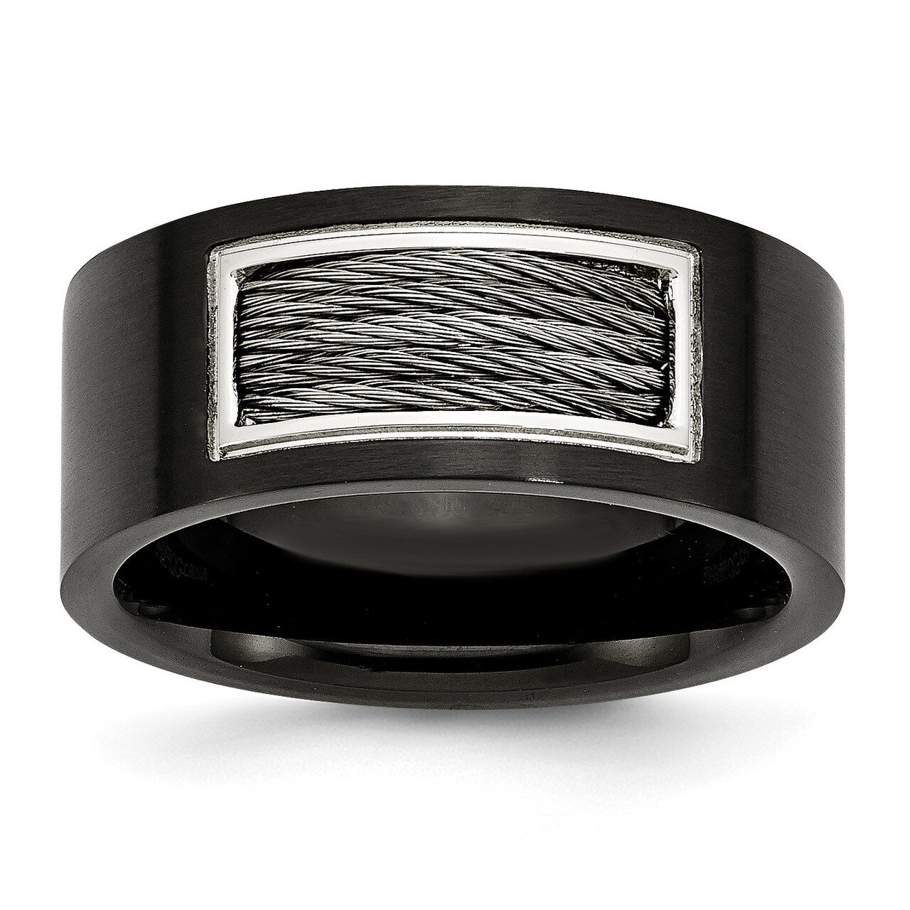 Black IP- Plated with Wire Inlay Ring Stainless Steel SR169 by Chisel, MPN: SR169, 191101020261