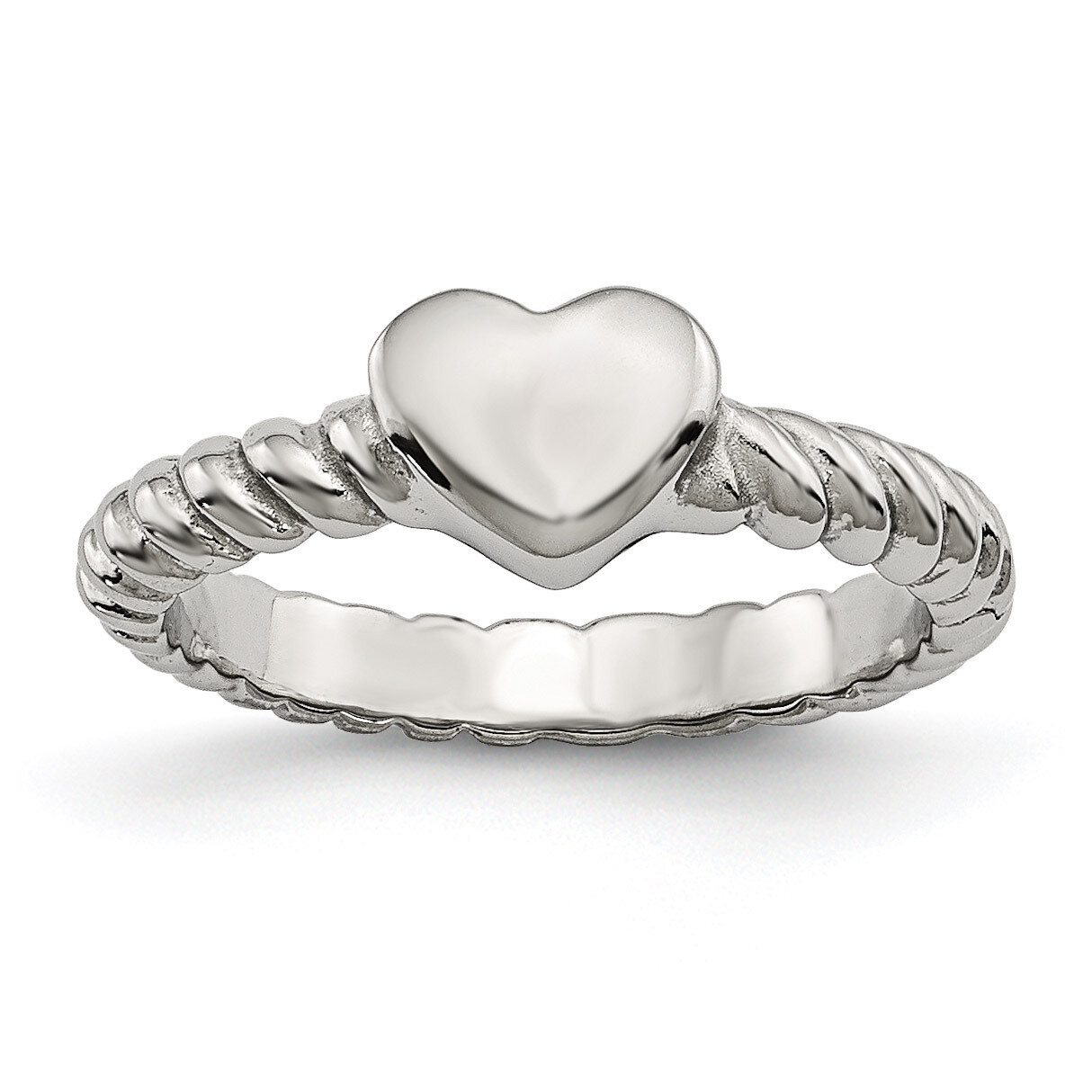 Twisted Heart Ring Stainless Steel Polished SR298