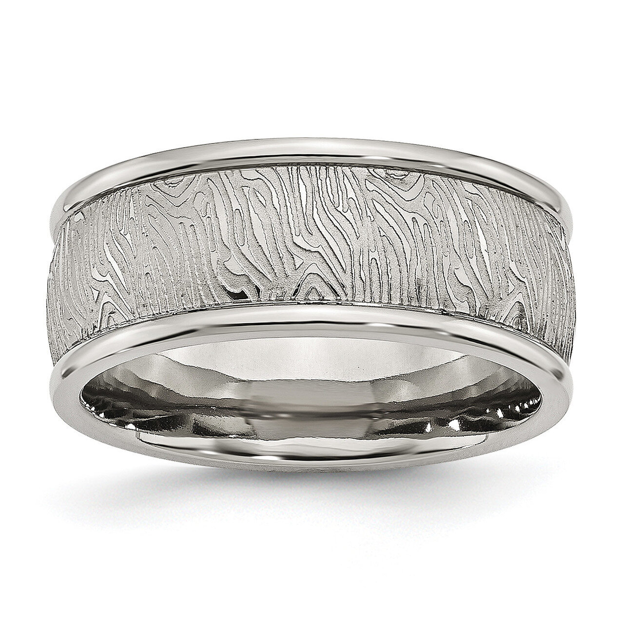 9mm Textured Rounded Edge Ring Stainless Steel Polished SR395