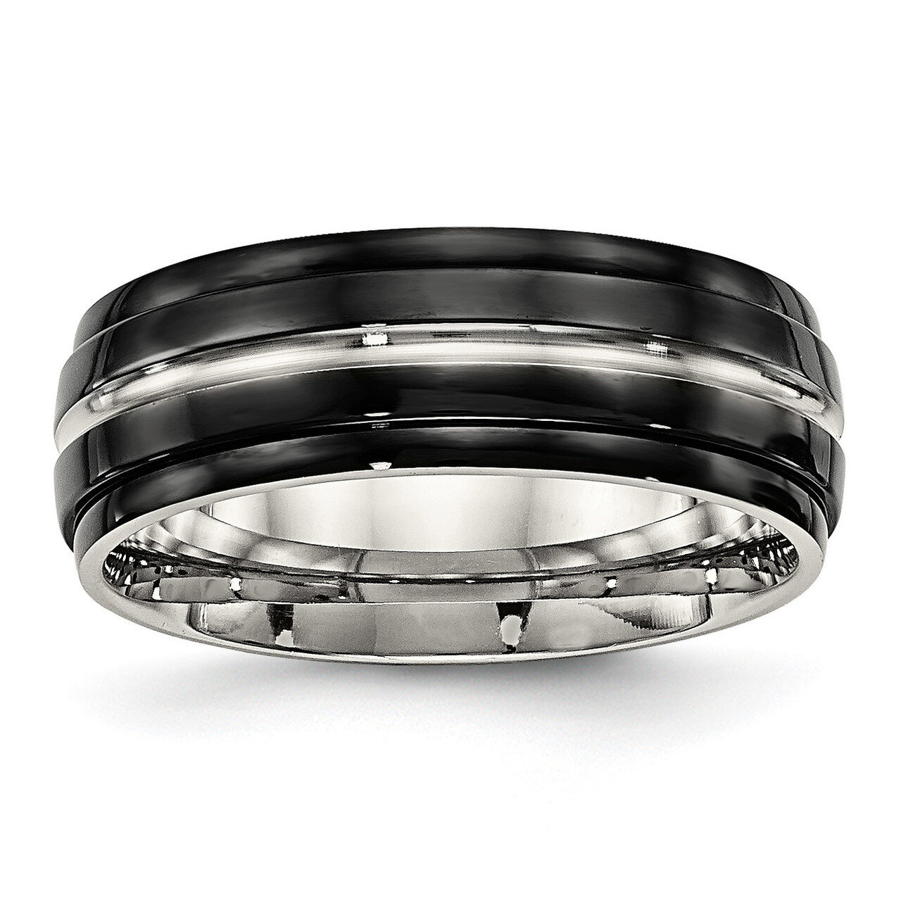 Black IP Ridged Edged Ring Stainless Steel Polished SR579 by Chisel, MPN: SR579, 886774437767