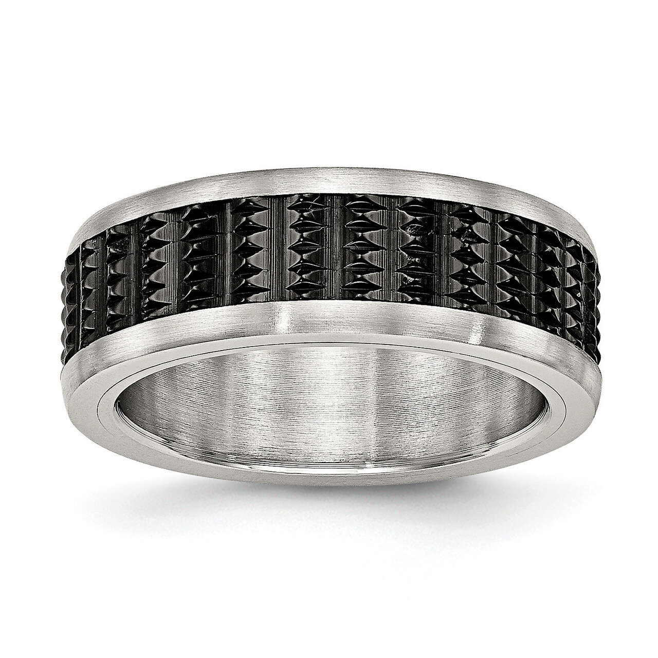 Black IP Textured Ring Stainless Steel Brushed SR583 by Chisel, MPN: SR583, 886774438214