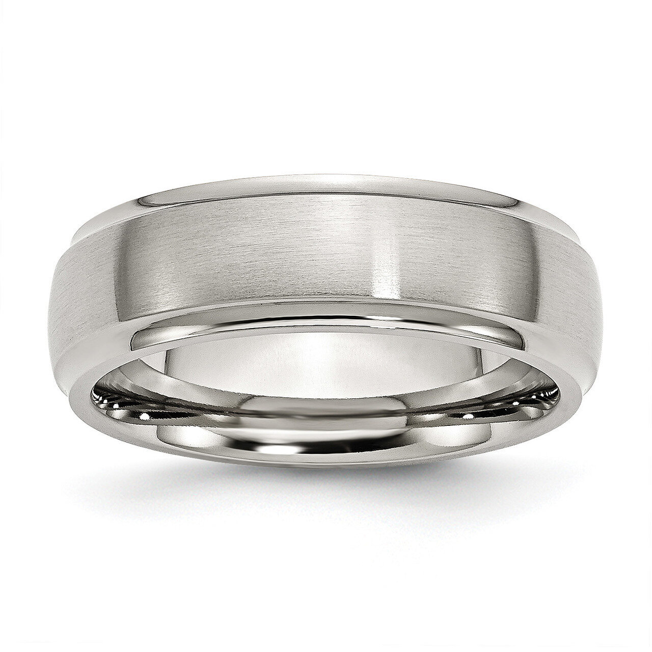 7mm Brushed and Polished Band Stainless Steel Ridged Edge SR85