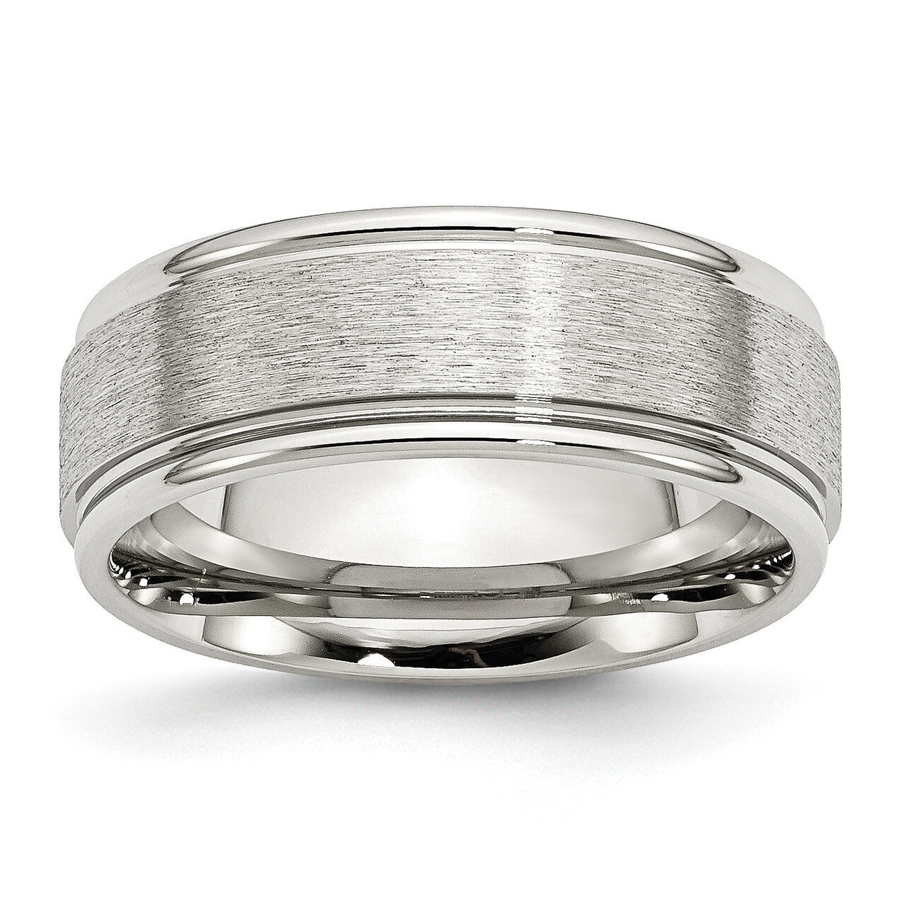 Edge 8mm Brushed and Polished Band Stainless Steel Grooved SR87 by Chisel, MPN: SR87, 886774425429