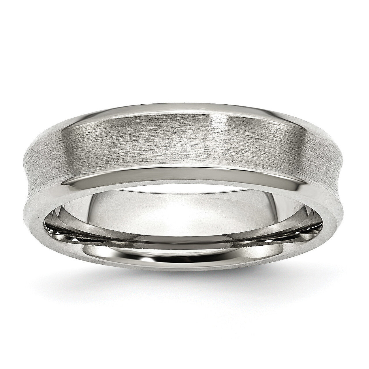 Concave Beveled Edge 6mm Brushed Polished Band Stainless Steel SR89