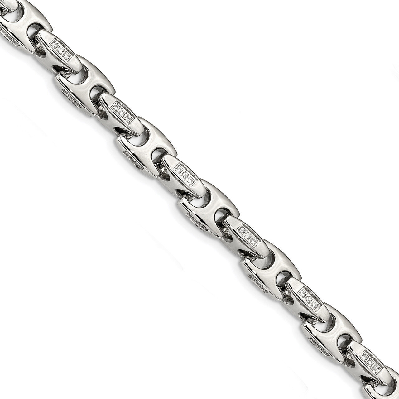 Diamond CZ 9 inch Bracelet Stainless Steel Polished SRB1787-8 by Chisel, MPN: SRB1787-8, 1911016033…