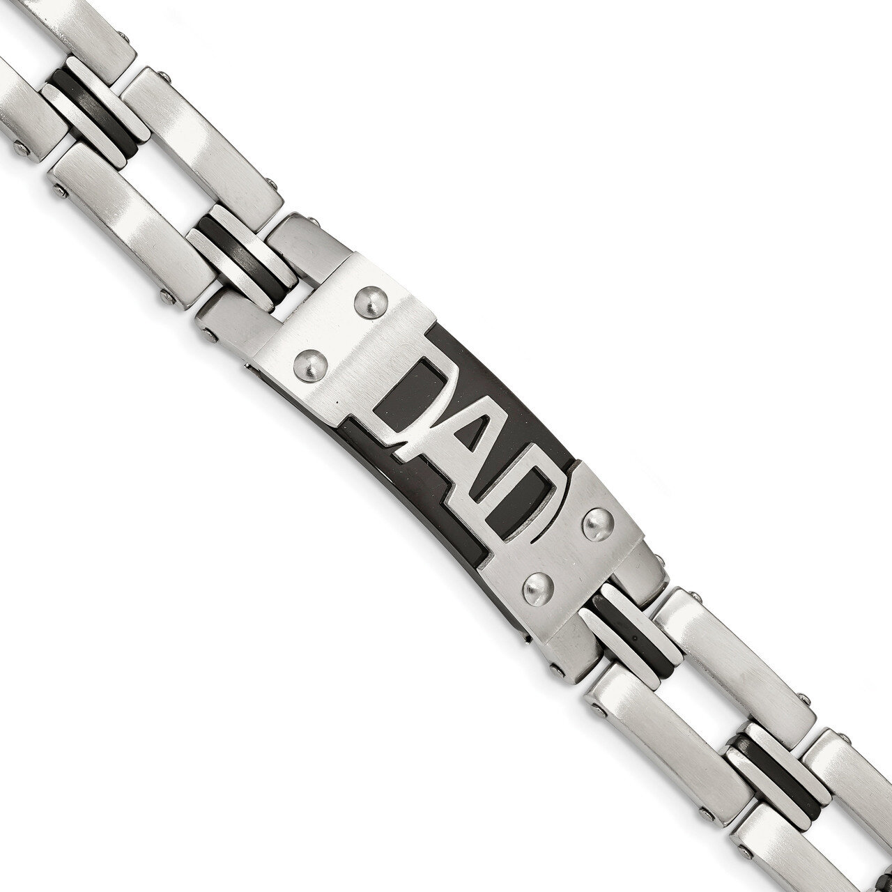 Black IP-plated DAD 9 inch Bracelet Stainless Steel Brushed and Polished SRB1837-9