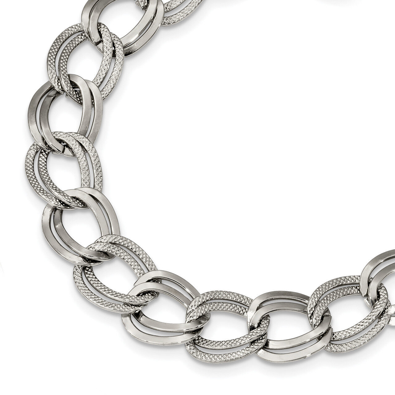 Textured 8 inch Link Bracelet Stainless Steel Polished SRB1839-8 by Chisel, MPN: SRB1839-8, 1911016…