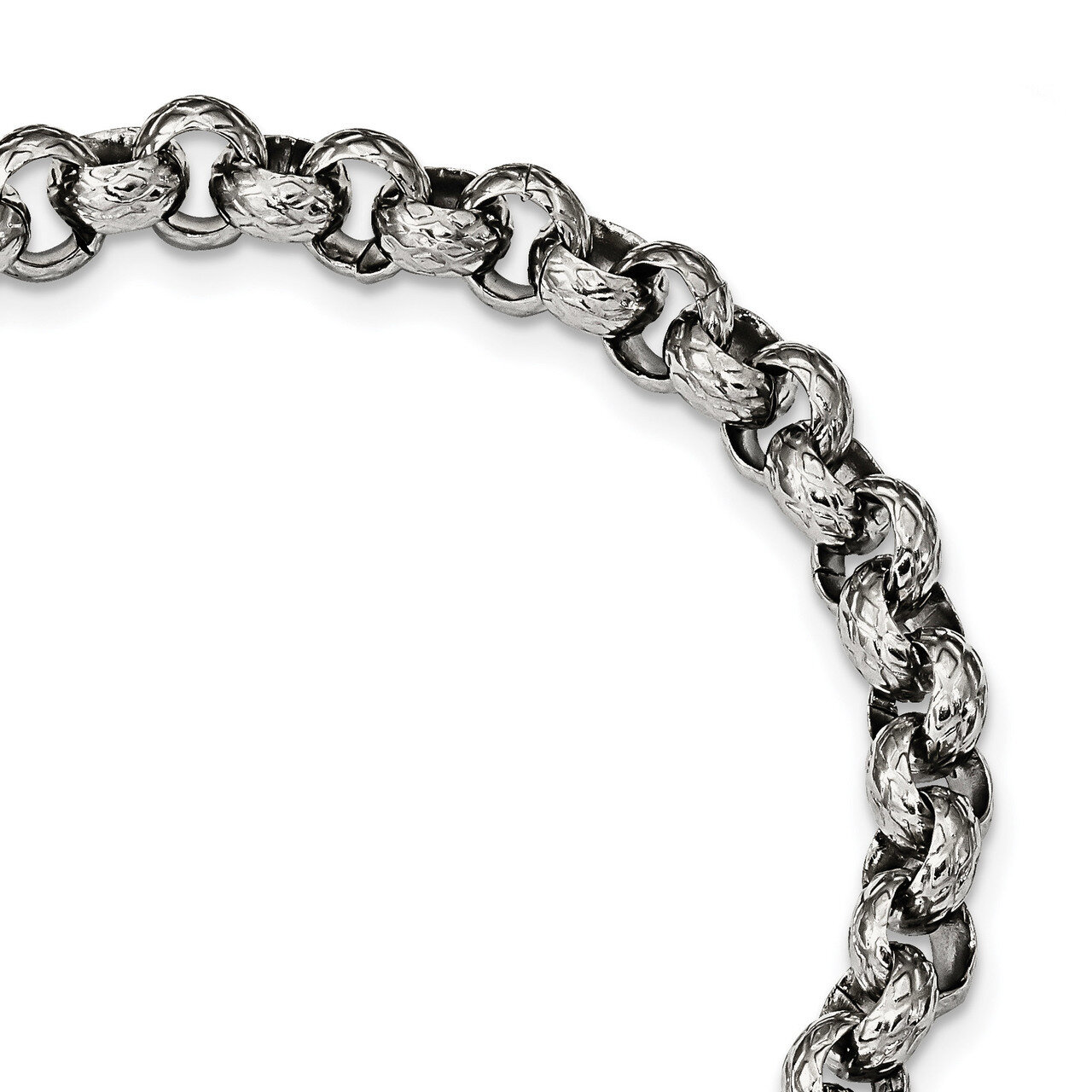 Textured Link 8.25 inch Bracelet Stainless Steel Polished SRB2320-8.25