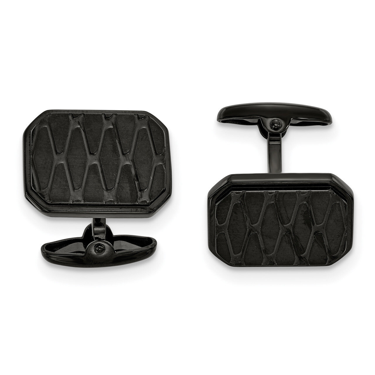 Black IP-plated Cufflinks Stainless Steel Brushed and Polished SRC373 by Chisel, MPN: SRC373, 19110…