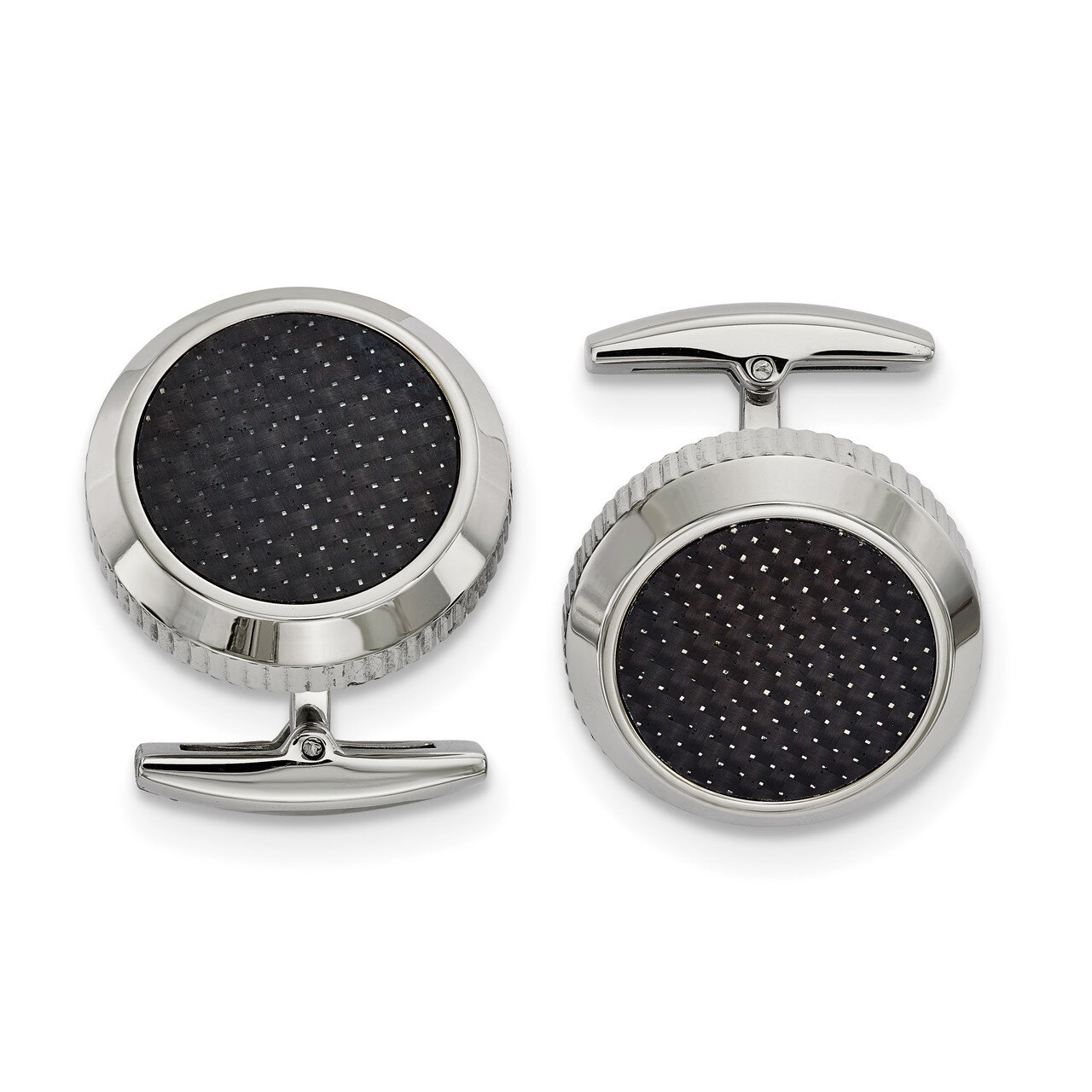Black Carbon Fiber Inlay Cufflinks Stainless Steel Polished SRC375 by Chisel, MPN: SRC375, 19110101…