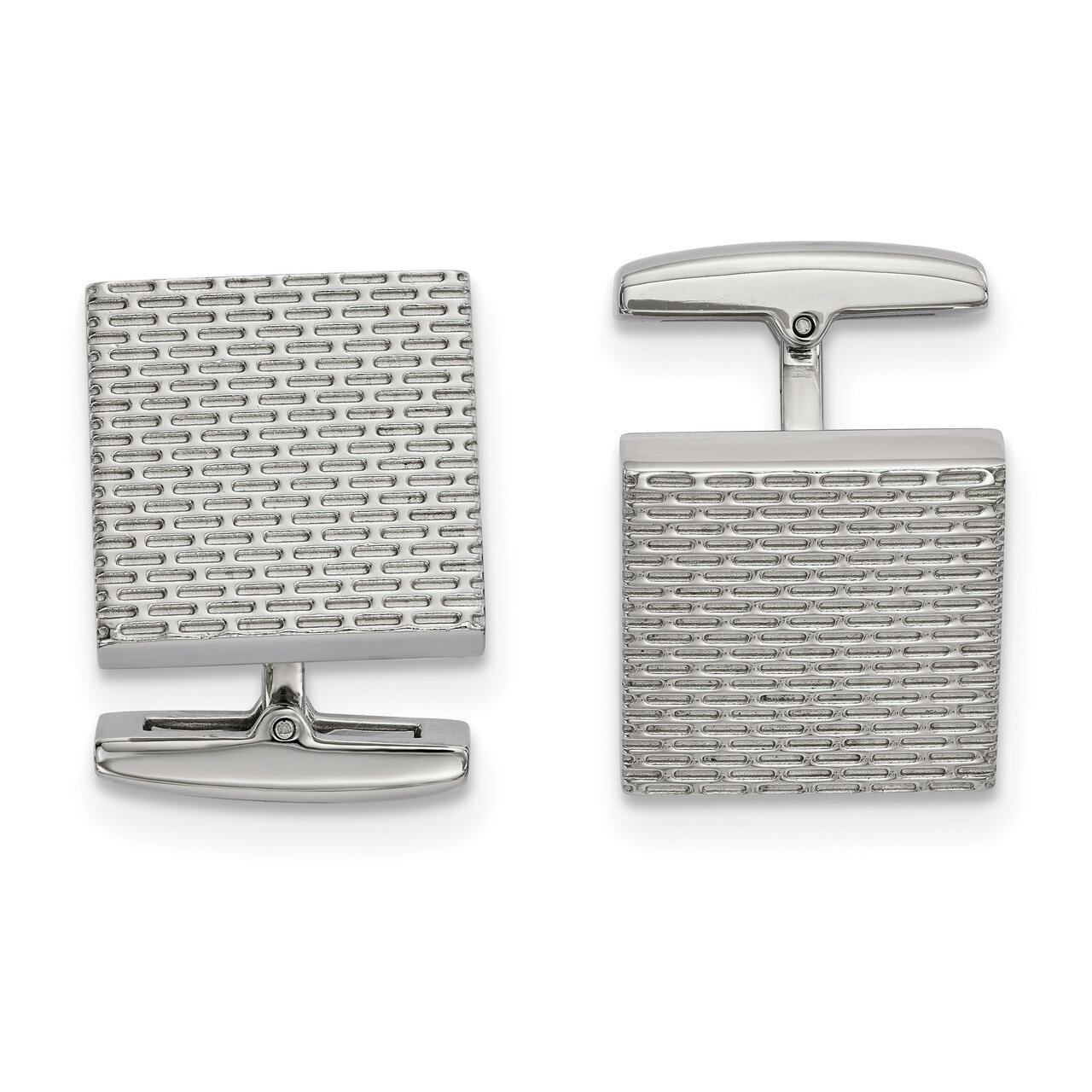 Textured Square Cufflinks Stainless Steel Polished SRC381