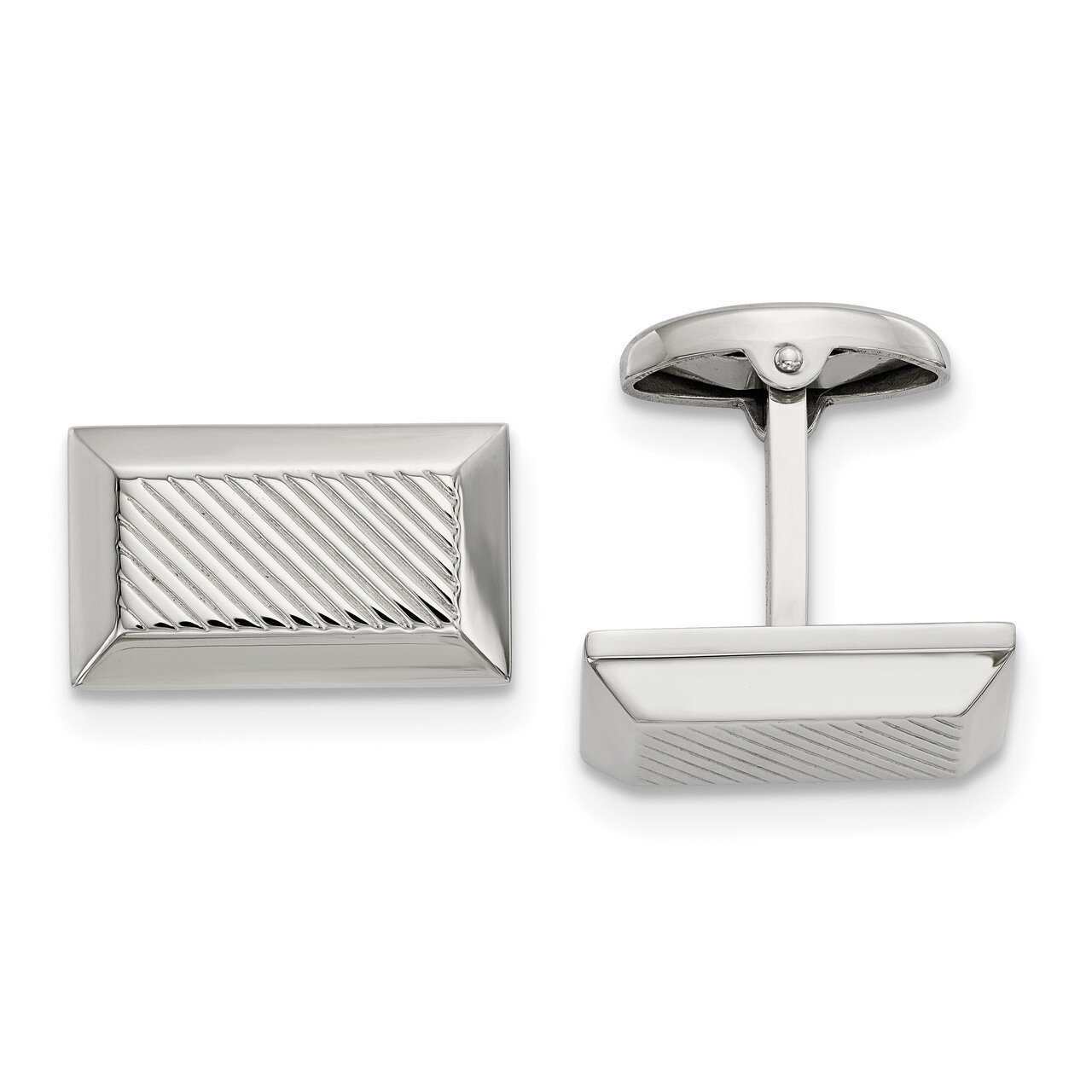 Textured Rectangle Cufflinks Stainless Steel Polished SRC382 by Chisel, MPN: SRC382, 191101017261