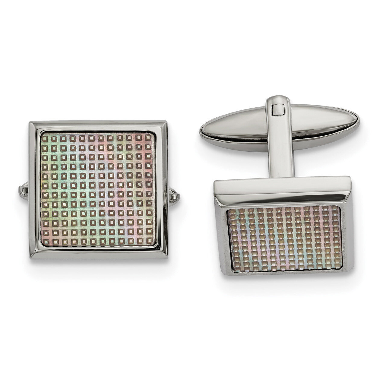 Rainbow Textured Square Cufflinks Stainless Steel Polished SRC383 by Chisel, MPN: SRC383, 191101017…