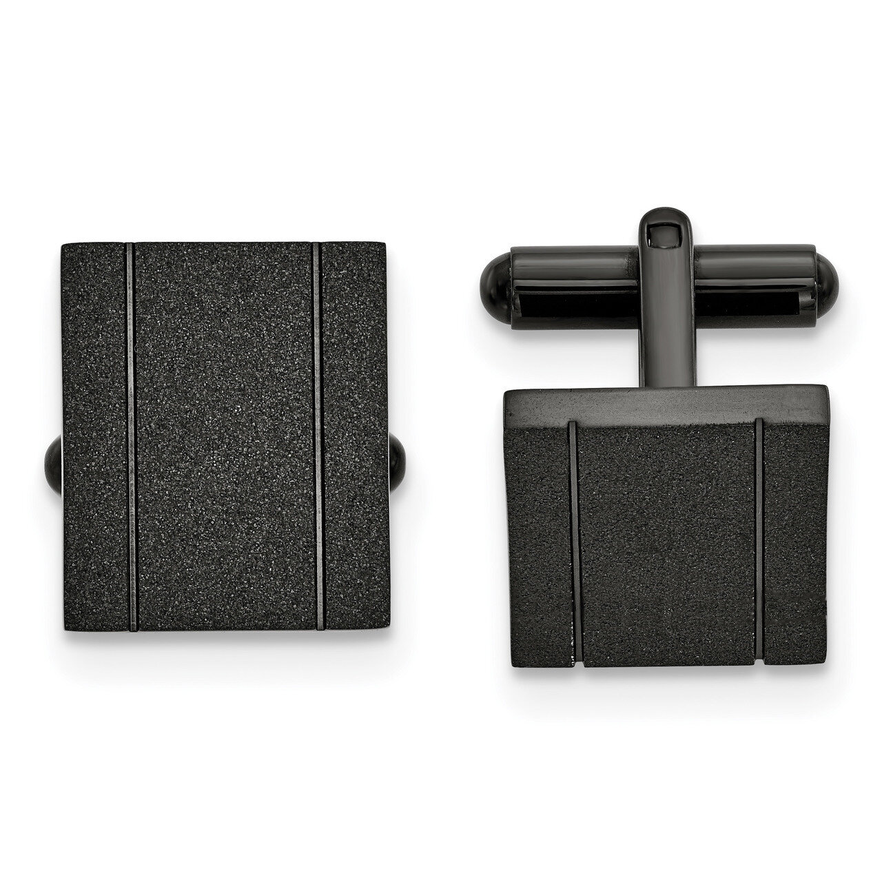 Black IP-plated Laser cut Cufflinks Stainless Steel Polished SRC393