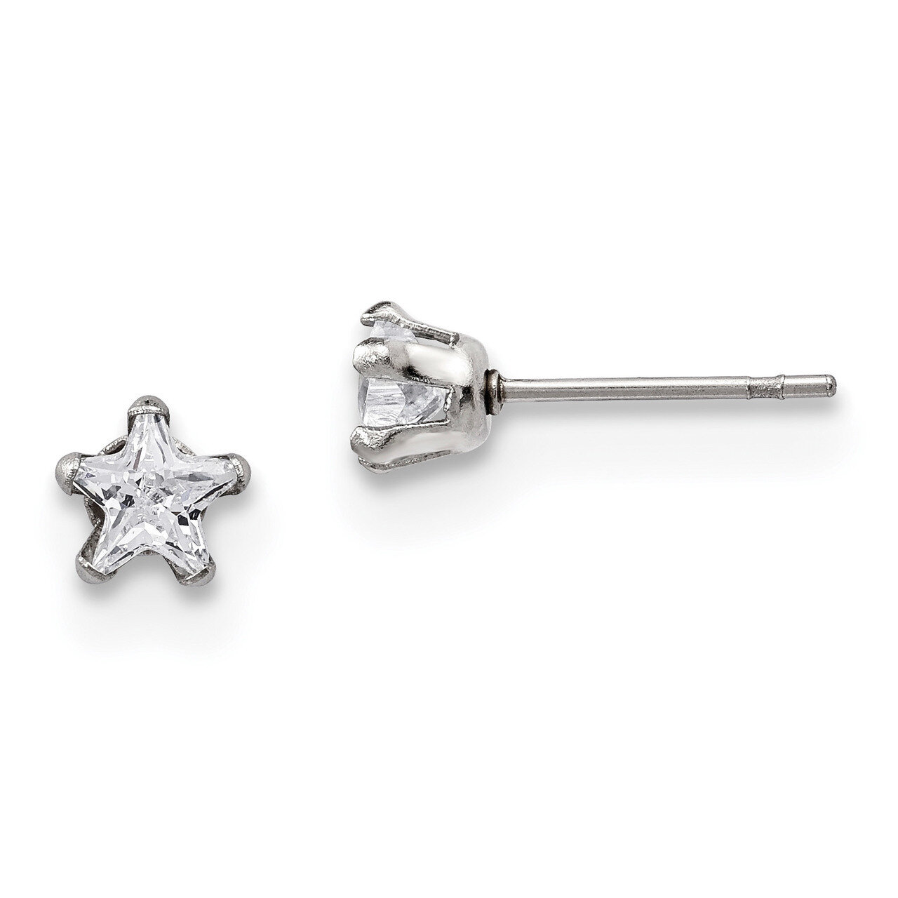 5mm Star Diamond CZ Stud Post Earrings Stainless Steel Polished SRE1118 by Chisel, MPN: SRE1118, 19…