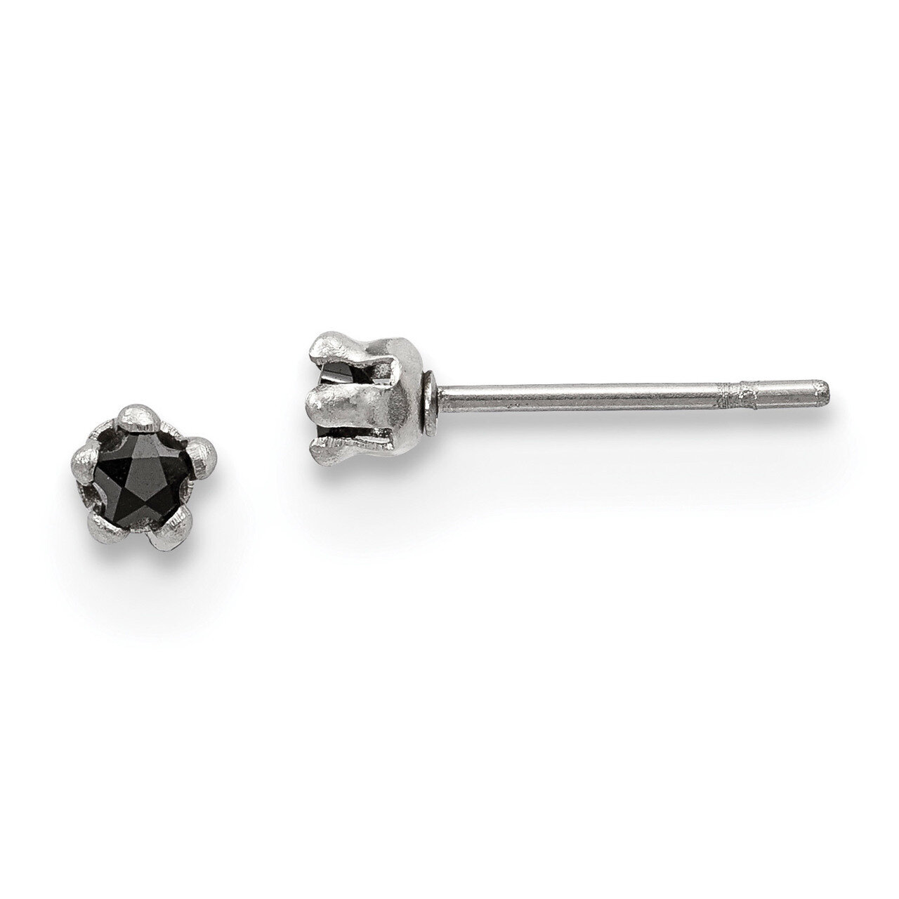 3mm Black Star Diamond CZ Stud Post Earrings Stainless Steel Polished SRE1122 by Chisel, MPN: SRE11…