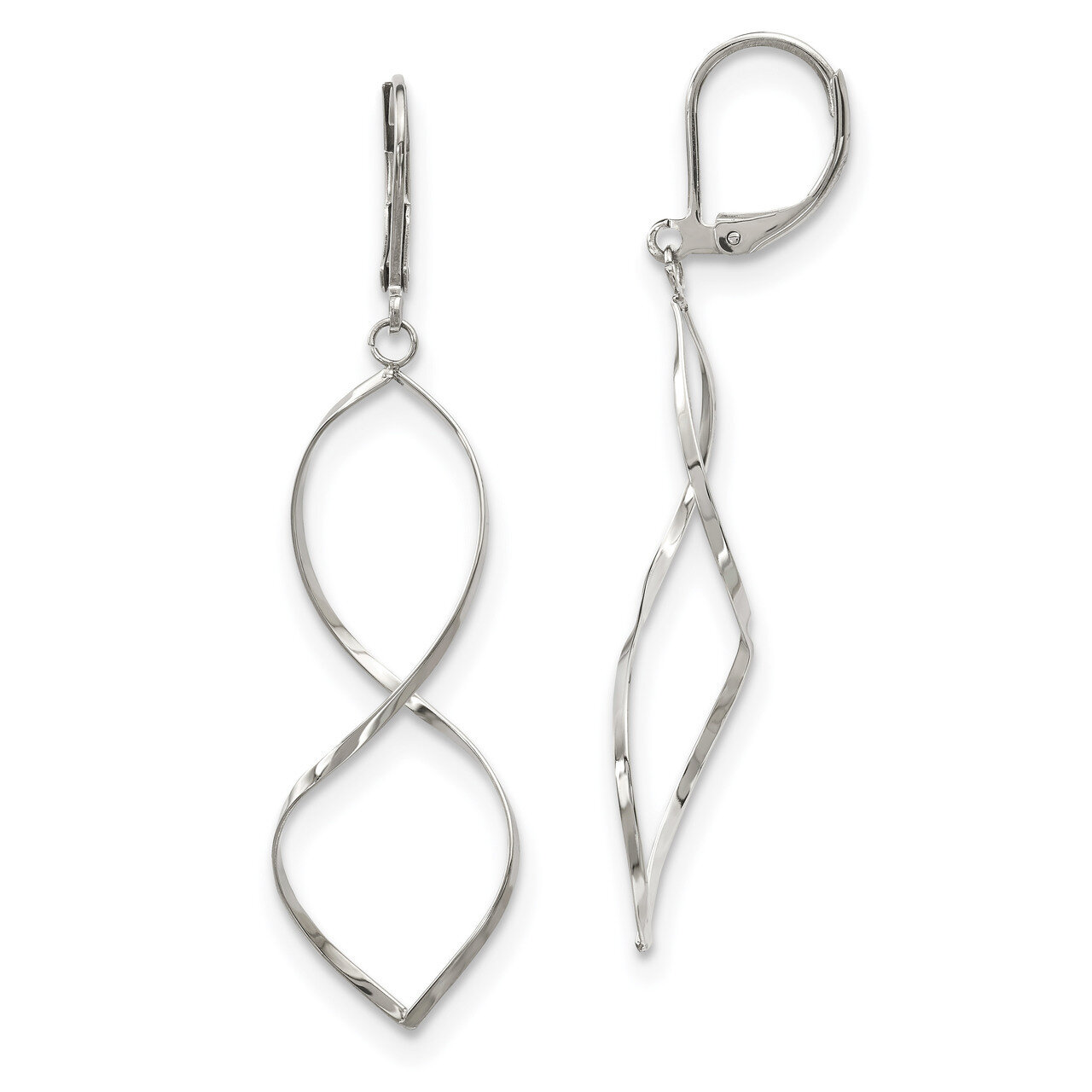 Twist Dangle Leverback Earrings Stainless Steel Polished SRE1145 by Chisel, MPN: SRE1145, 191101853…