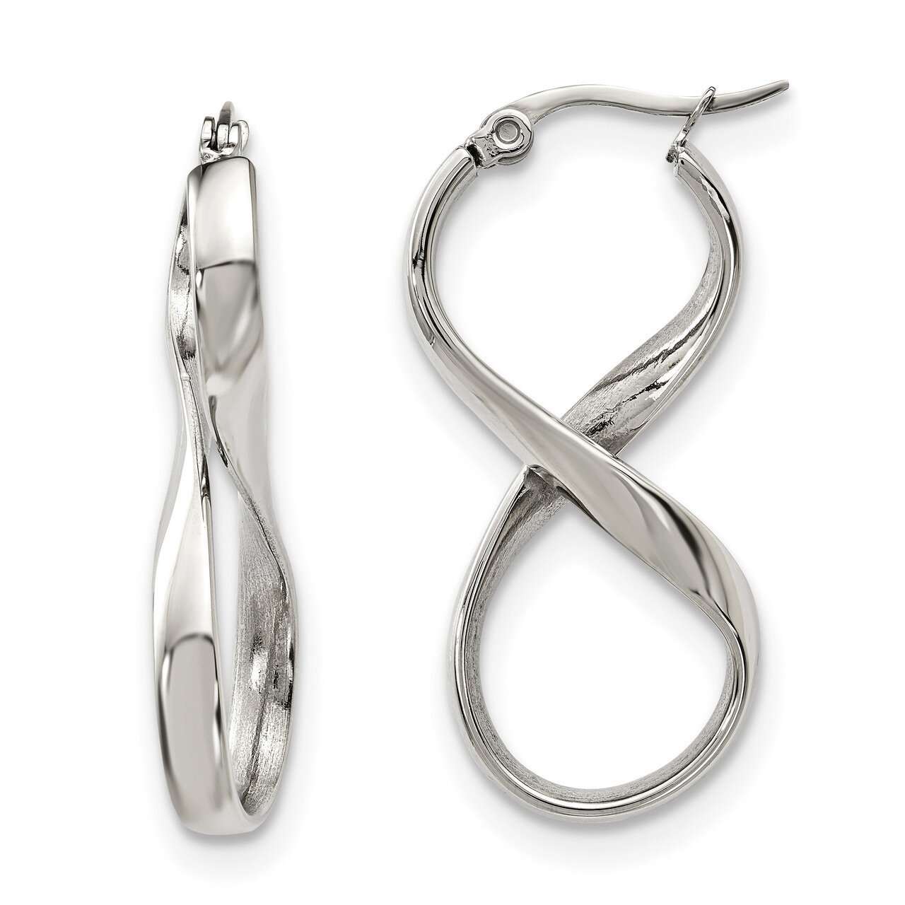 Infinity Symbol Hoop Earrings Stainless Steel Polished SRE1158