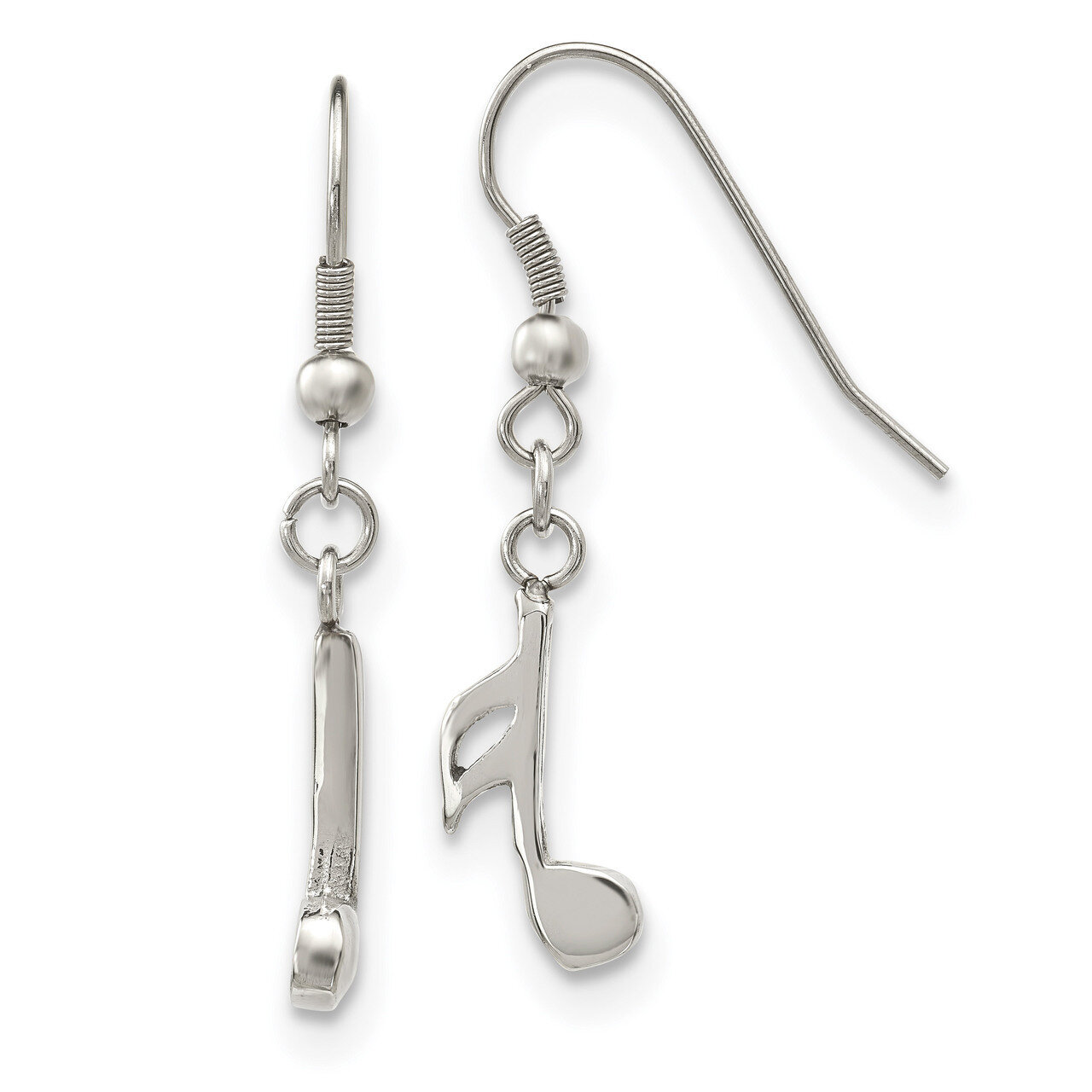 Music Note Dangle Shepherd Hook Earrings Stainless Steel Polished SRE1170 by Chisel, MPN: SRE1170, …
