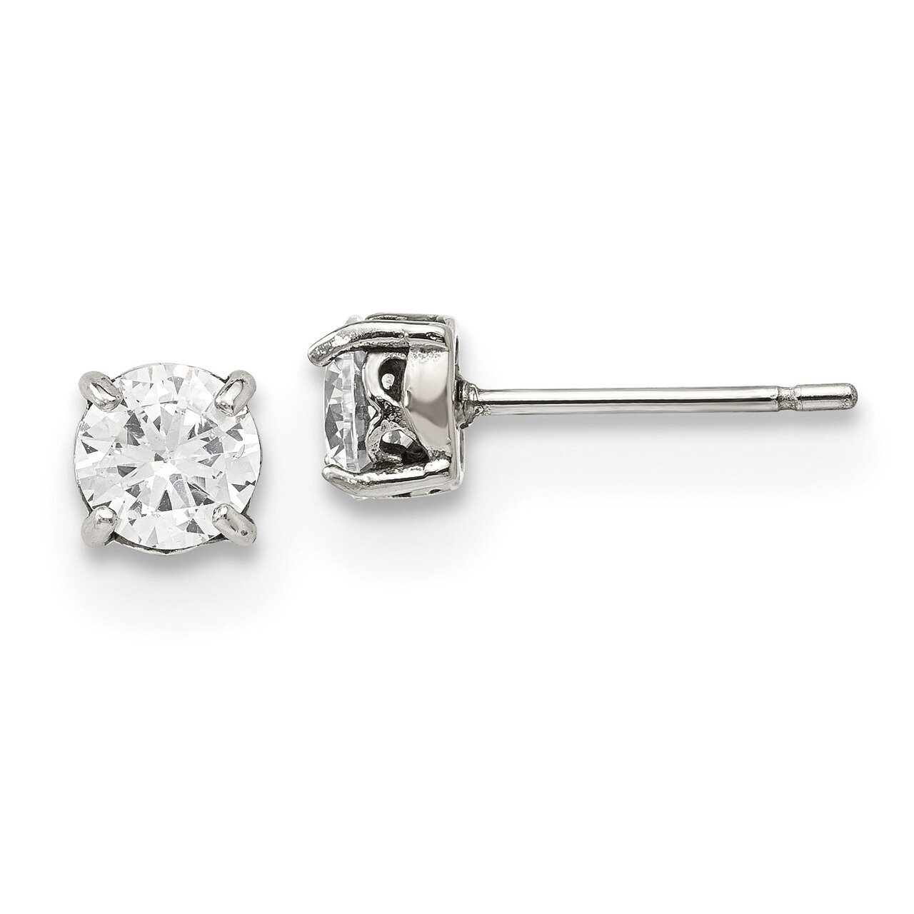 Diamond CZ Post Earrings Stainless Steel Polished SRE1195 by Chisel, MPN: SRE1195, 191101076893