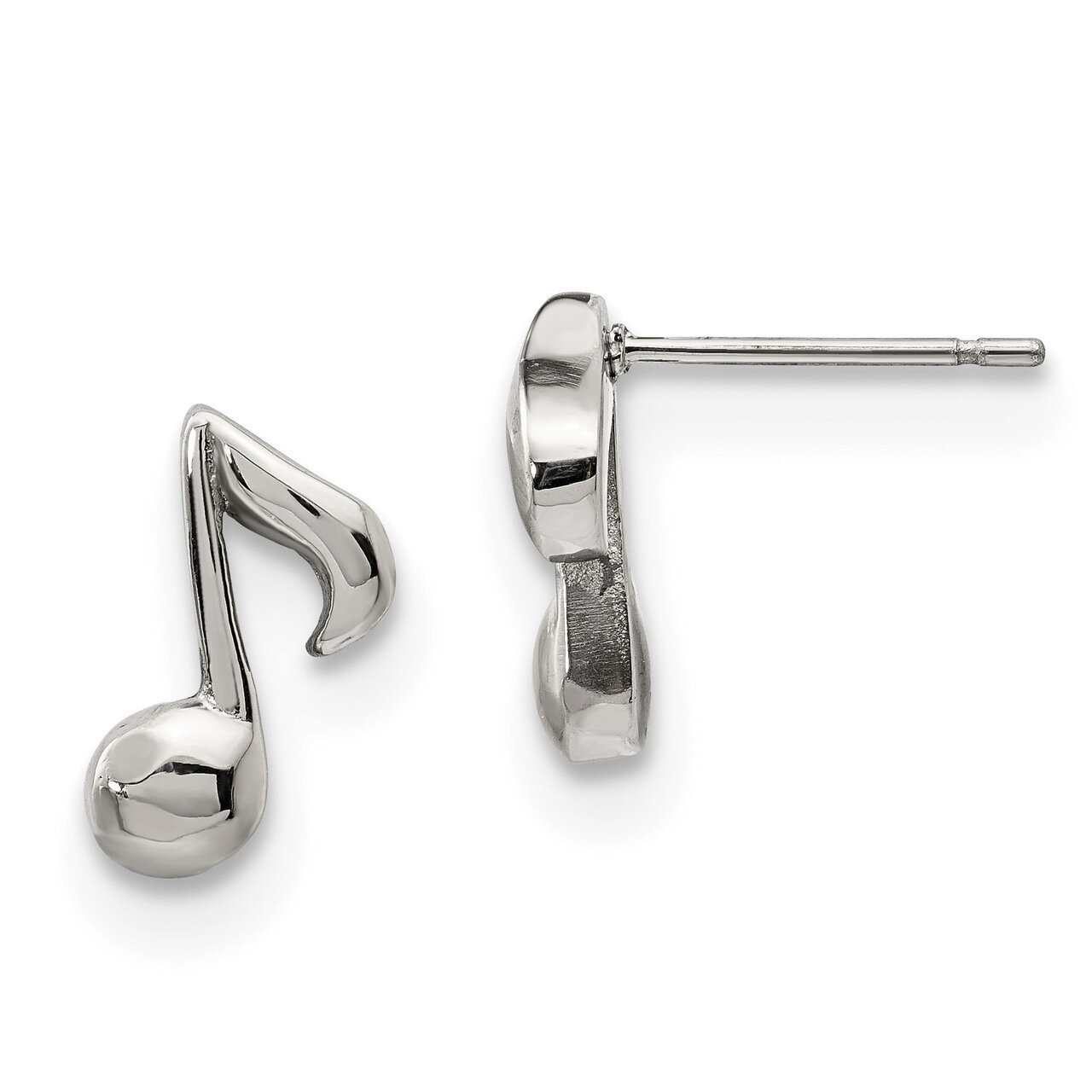 Music Note Post Earrings Stainless Steel Polished SRE1196 by Chisel, MPN: SRE1196, 191101854026