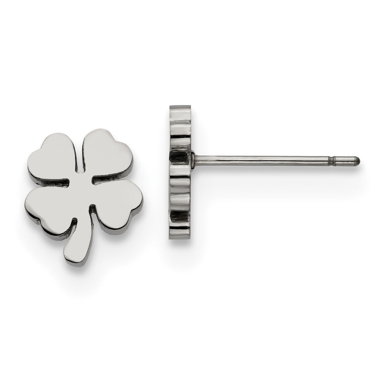 Four Leaf Clover Post Earrings Stainless Steel Polished SRE1202 by Chisel, MPN: SRE1202, 1911010734…