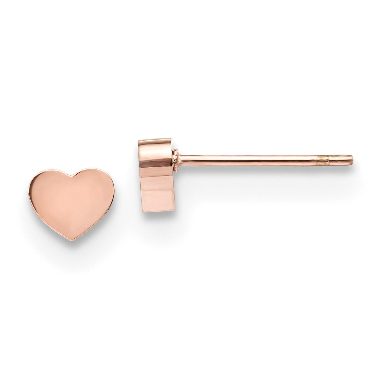 Rose IP-plated Heart Post Earrings Stainless Steel Polished SRE1203