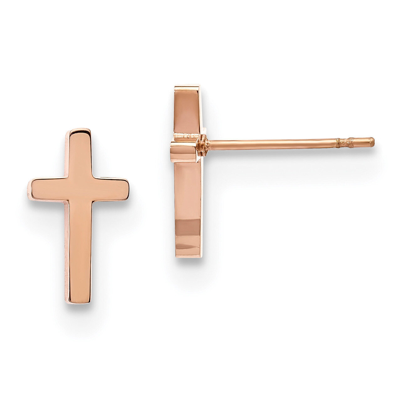 Rose IP-plated Cross Post Earrings Stainless Steel Polished SRE1204