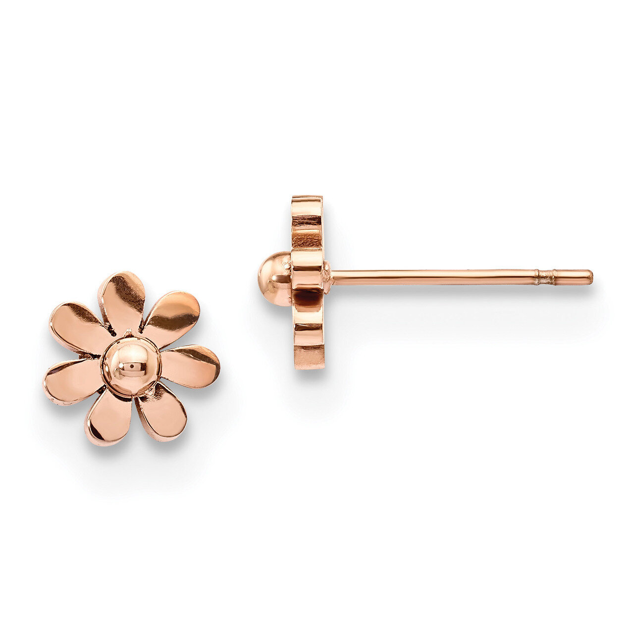Rose IP-plated Flower Post Earrings Stainless Steel Polished SRE1209