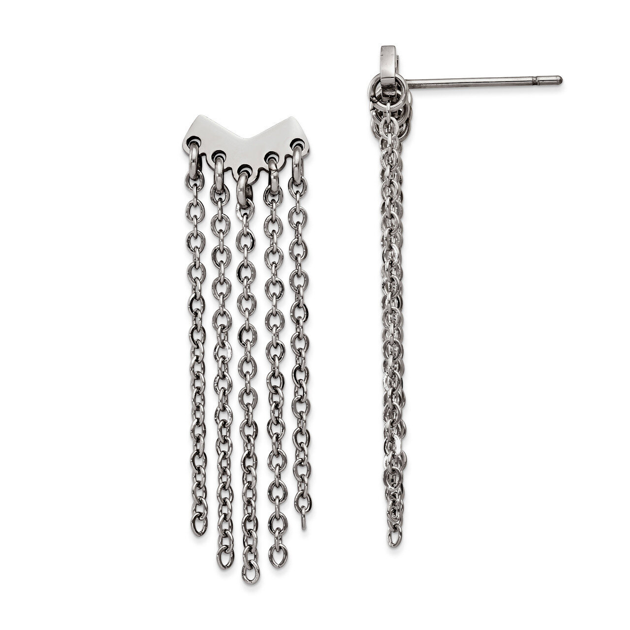 Dangle Chain Post Earrings Stainless Steel Polished SRE1214 by Chisel, MPN: SRE1214, 191101853470